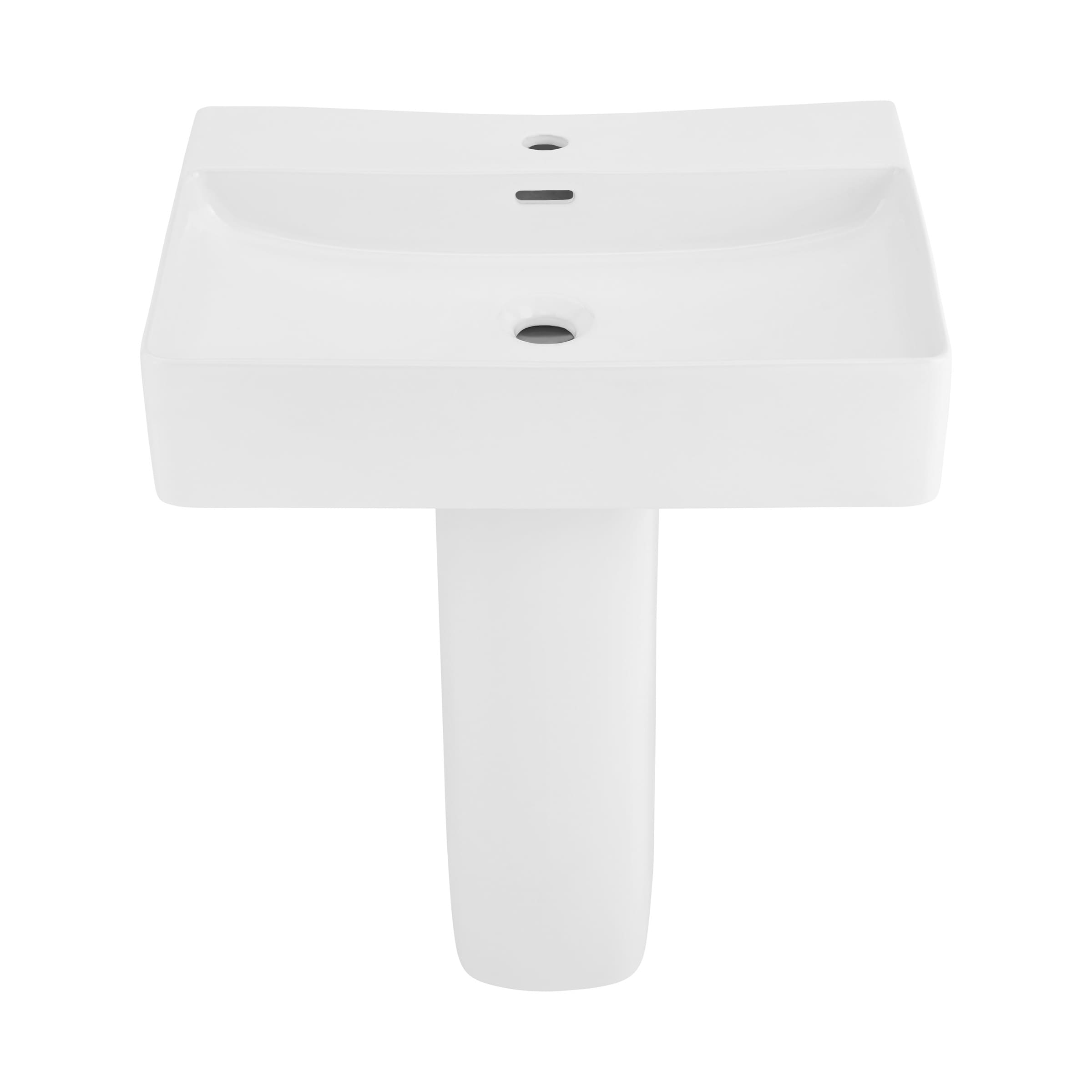 Swiss Madison Bastille - Combo de Lavabo de Pedestal Moderno de Cerámica Blanco Brillante (17 pulgadas x 24 pulgadas x 33.5 pulgadas) - SM-25-PSBAS03WH