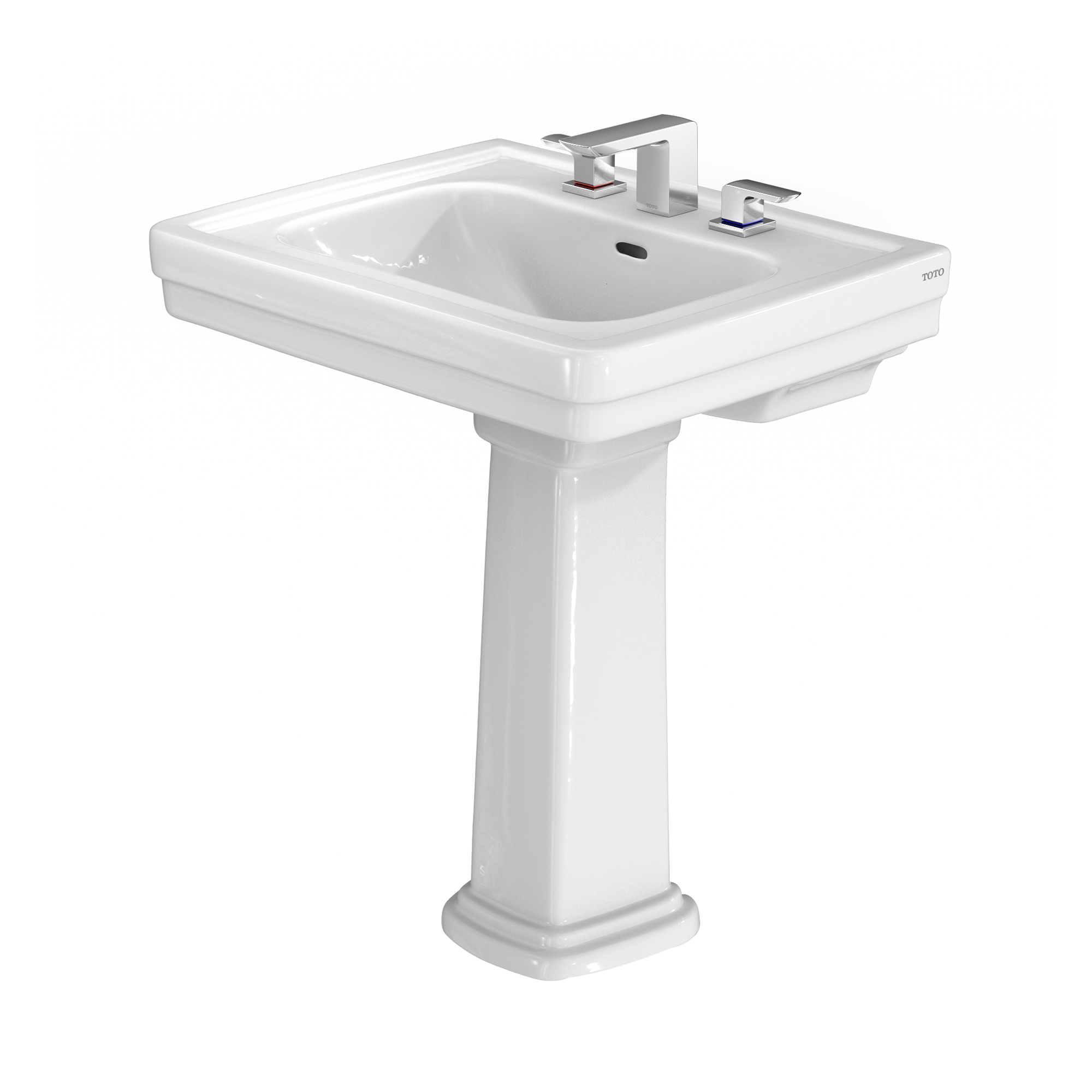 TOTO Promenade Fregadero con pedestal de porcelana vitrificada en color blanco algodón (22.25 pulgadas x 27.5 pulgadas x 34 pulgadas) - LPT530.8N-01
