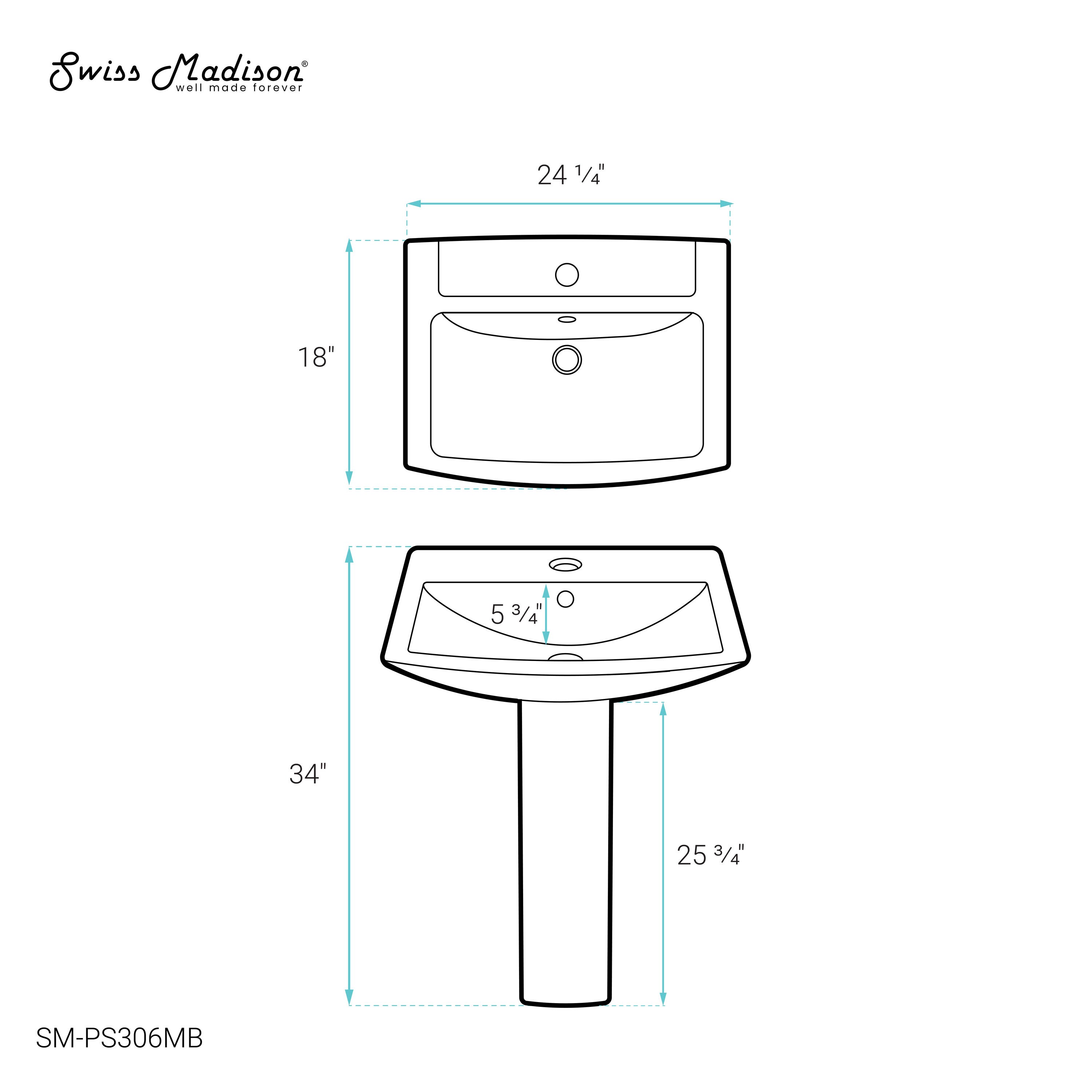 Swiss Madison Swiss Madison Besancon Ceramic Modern Matte Black Pedestal Sink Combo (18.5-in x 24.5-in x 33.5-in) - SM-25-PSBES05BK

Swiss Madison Besancon - Combo de lavamanos de pedestal moderno de cerámica en negro mate (18.5 pulgadas x 24.5 pulgadas x 33.5 pulgadas) - SM-25-PSBES05BK