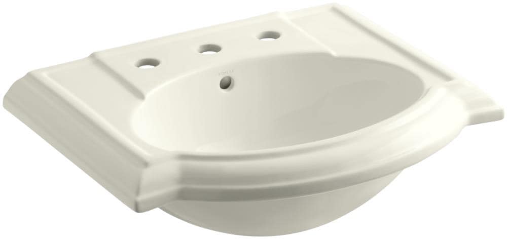 KOHLER Devonshire Lavabo tipo pedestal de porcelana en color blanco hueso (61.28 cm x 50.16 cm x 22.86 cm) - 2287-8-96