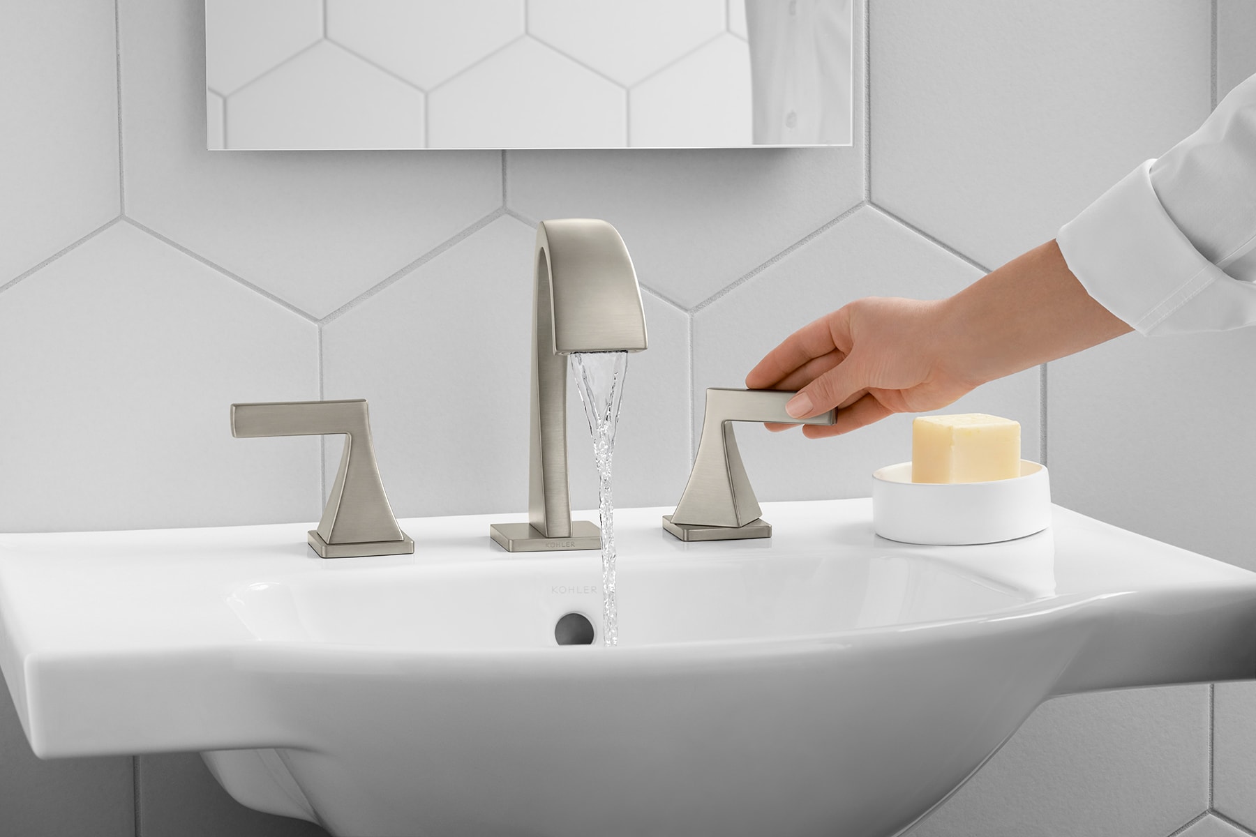 Kohler Veer Vitreous China Lavabo de Pedestal Blanco (24 pulgadas x 18.25 pulgadas x 8 pulgadas) - 5248-8-0