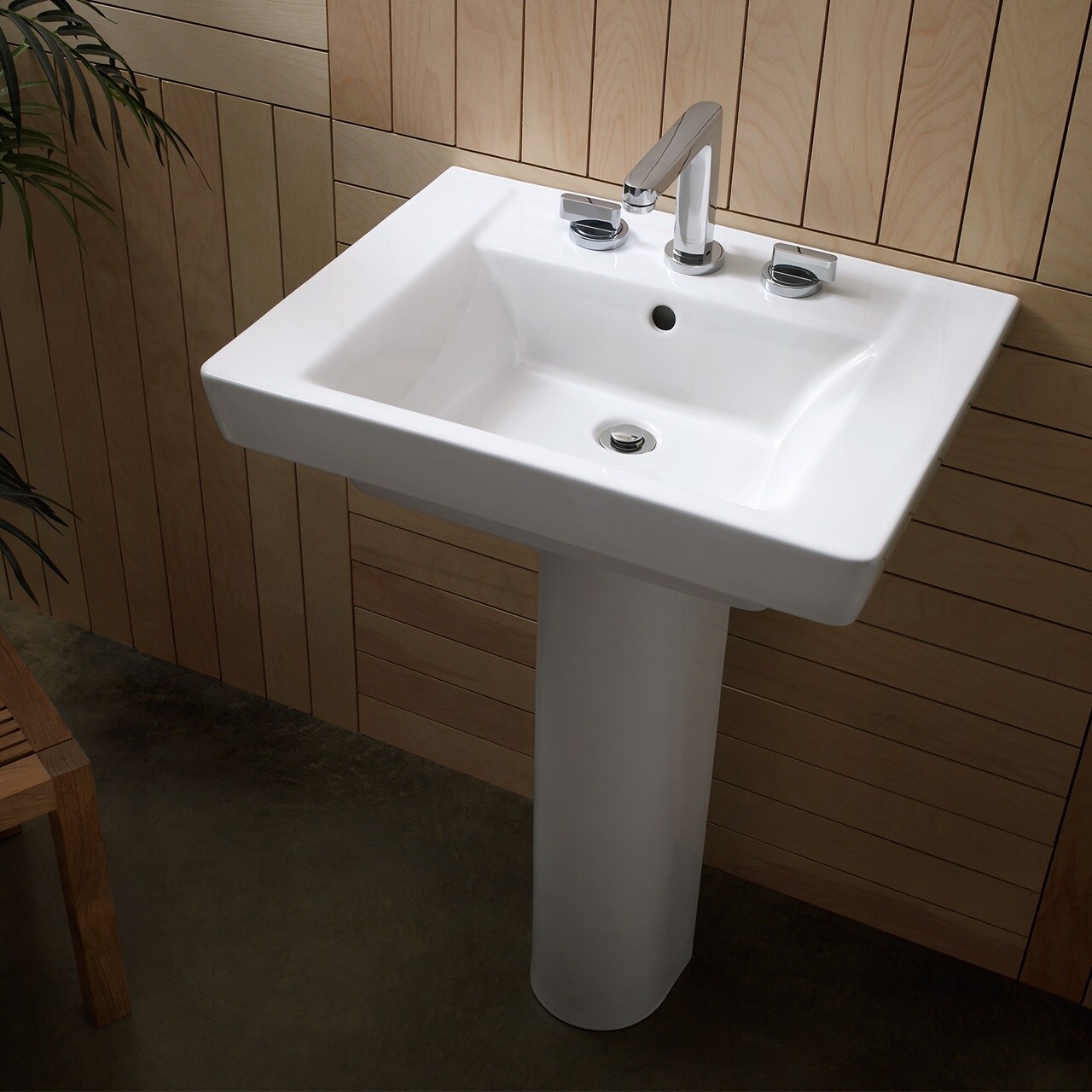 American Standard Boulevard Lavabo de pedestal de porcelana blanca con desagüe (19 pulgadas x 24 pulgadas x 35.5 pulgadas) - 0641008.020