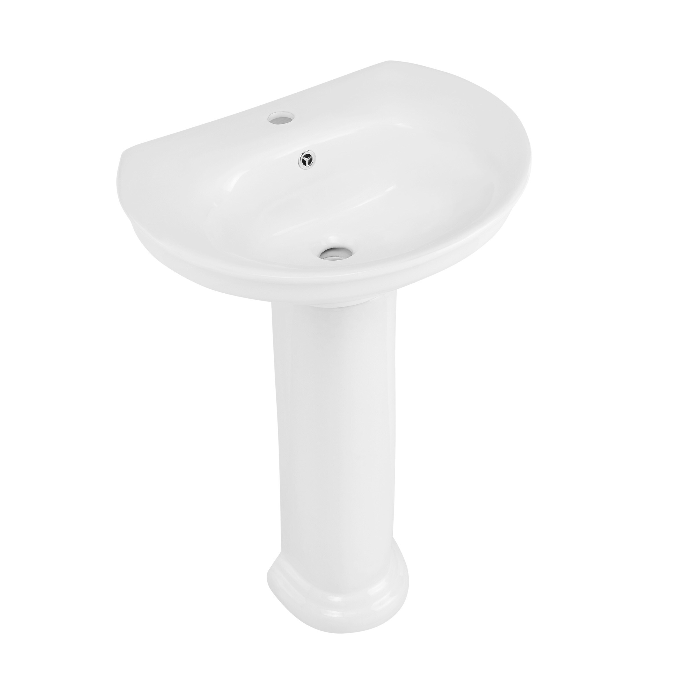 Lavabo pedestal moderno de cerámica Celeste en blanco brillante Swiss Madison (23 pulgadas x 32 pulgadas) - SM-25-PSCEL03WH