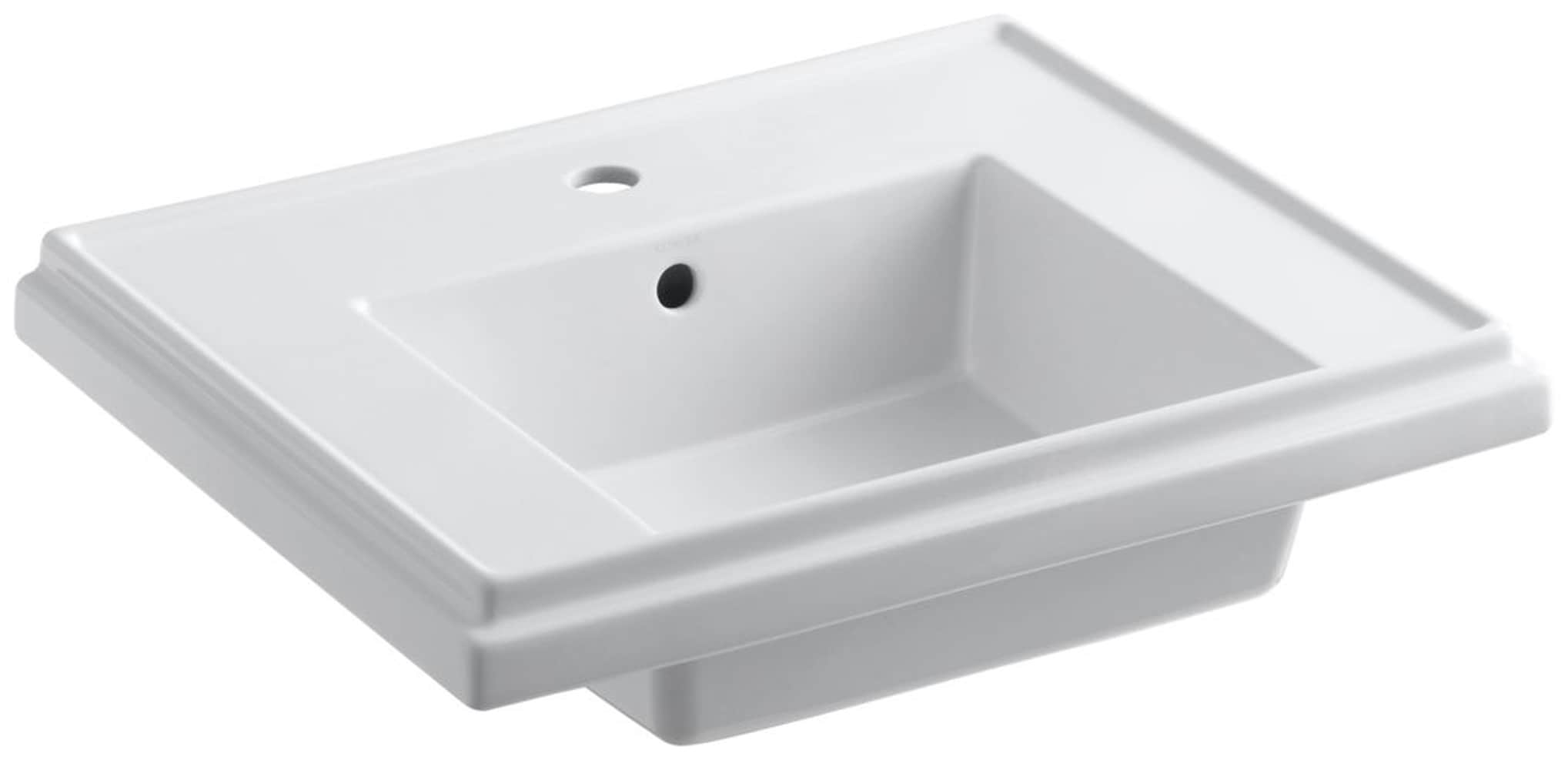 Tapa de lavabo blanco de pedestal de arcilla de fuego Treshman de KOHLER (24 pulgadas x 19.5 pulgadas x 7.3125 pulgadas) - 2757-1-0