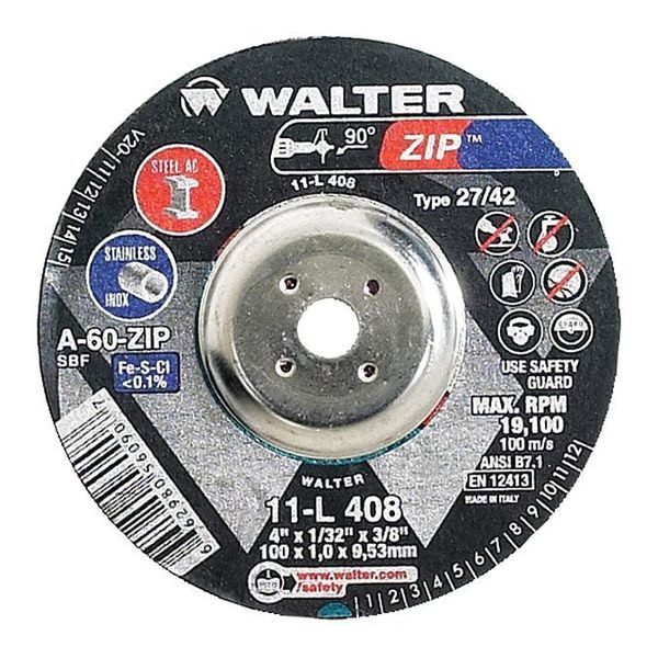 Walter Surface Technologies Rueda de Corte de Centro Deprimido, Tipo 27, 0.0313 pulgadas de Espesor, Óxido de Aluminio - 11L408