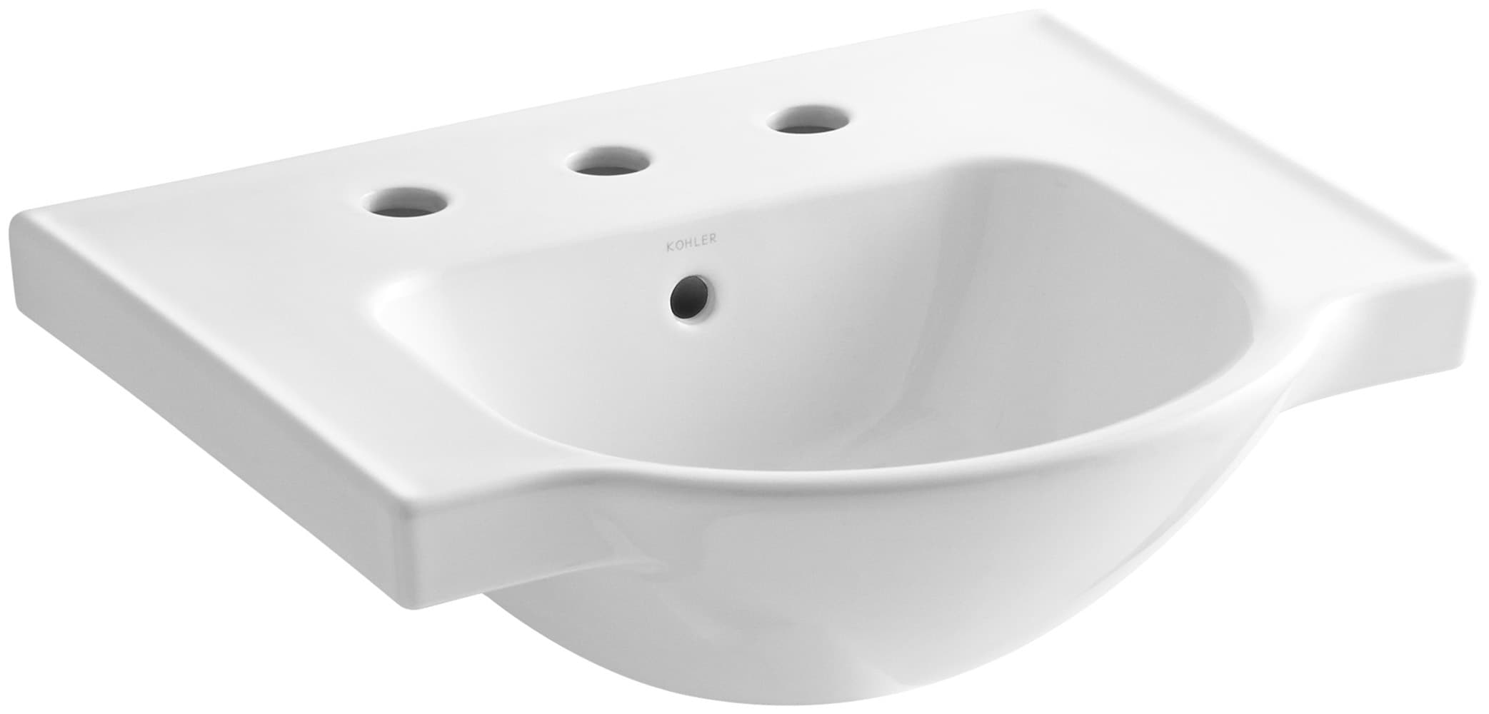 KOHLER Veer Lavabo Blanco de Pedestal de China Vítrea (21 pulgadas x 10 pulgadas x 21.25 pulgadas) - 5247-8-0