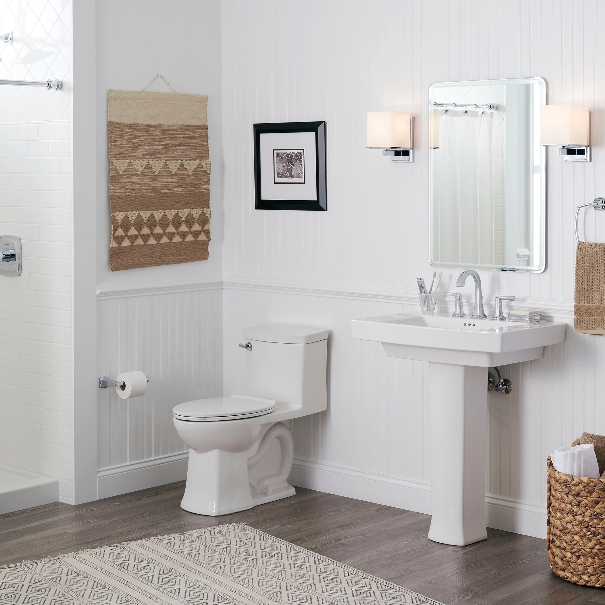 Base de lavabo pedestal de porcelana blanca American Standard Edgemere (7 pulgadas x 8 pulgadas x 30.5 pulgadas) - 0039000.020