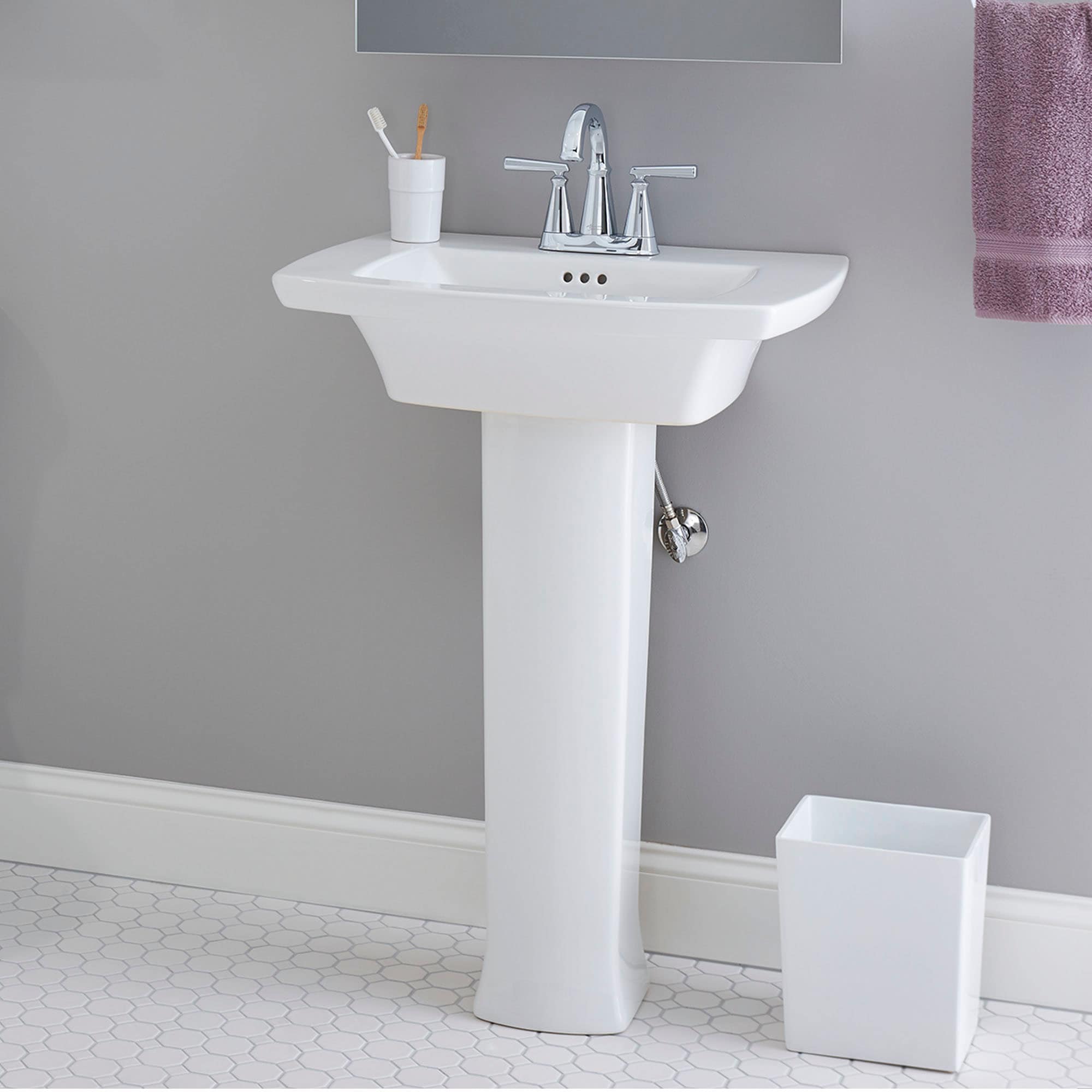 Base de lavabo pedestal de porcelana blanca American Standard Edgemere (7 pulgadas x 8 pulgadas x 30.5 pulgadas) - 0039000.020