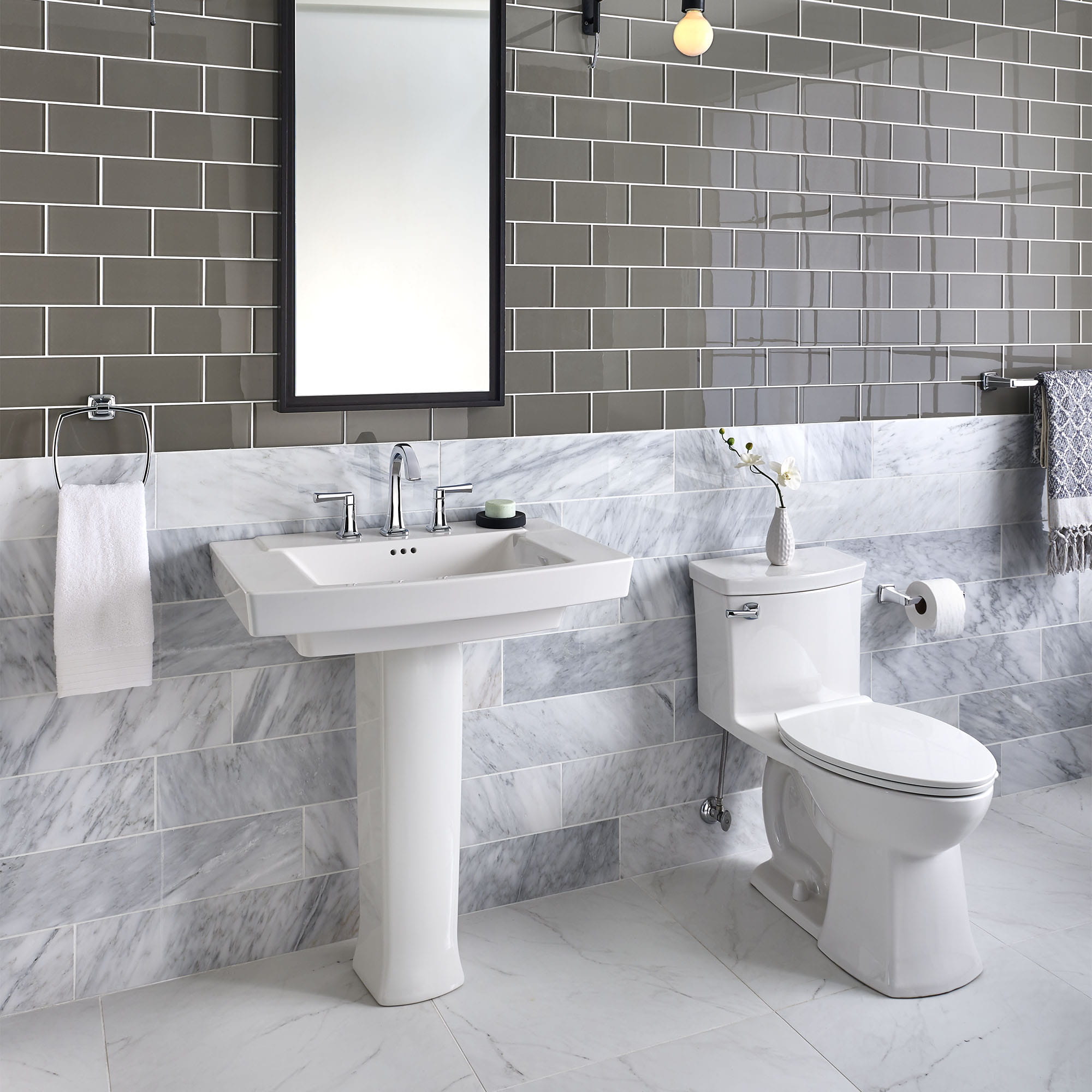 American Standard Townsend Combo de Lavabo en Pedestal de Cerámica de Fuego Blanco (19.5 pulgadas x 30 pulgadas x 35.125 pulgadas) - 0328800.020