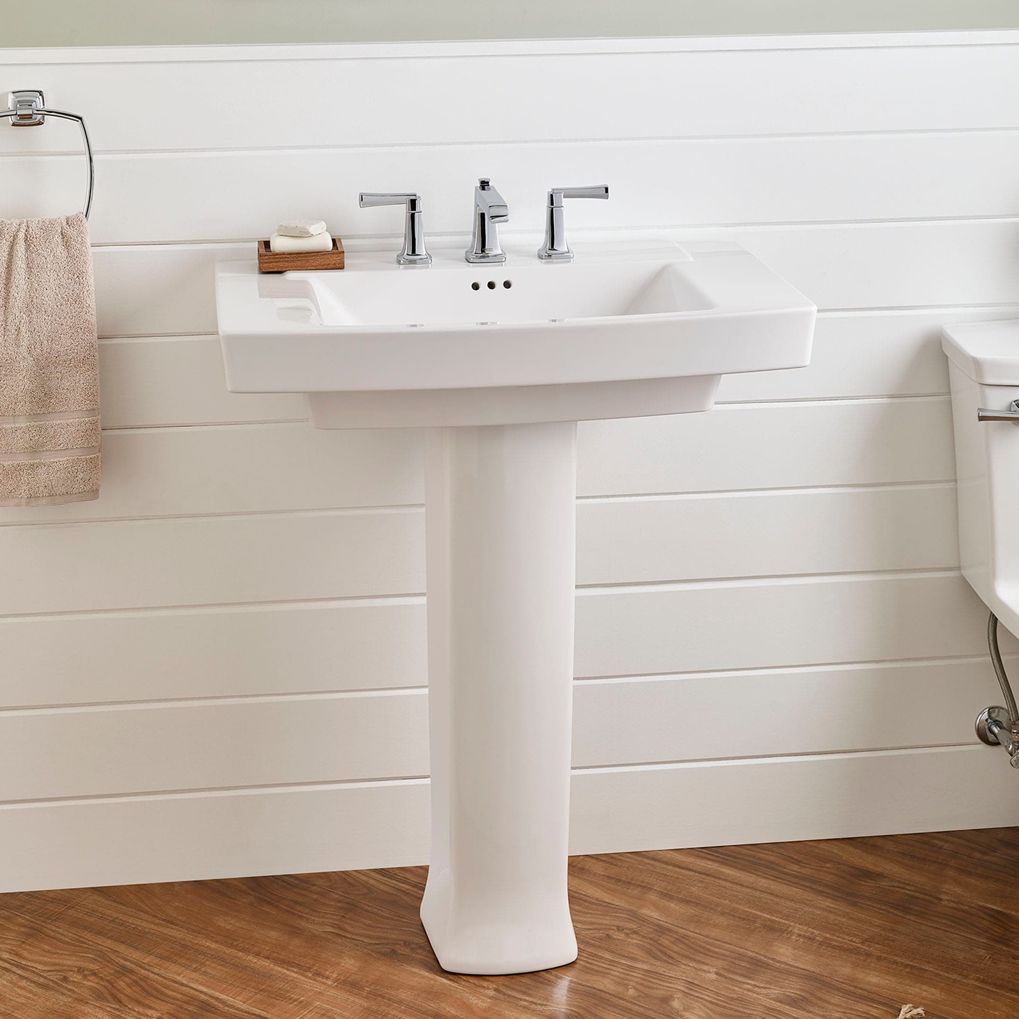 American Standard Townsend Combo de Lavabo en Pedestal de Cerámica de Fuego Blanco (19.5 pulgadas x 30 pulgadas x 35.125 pulgadas) - 0328800.020