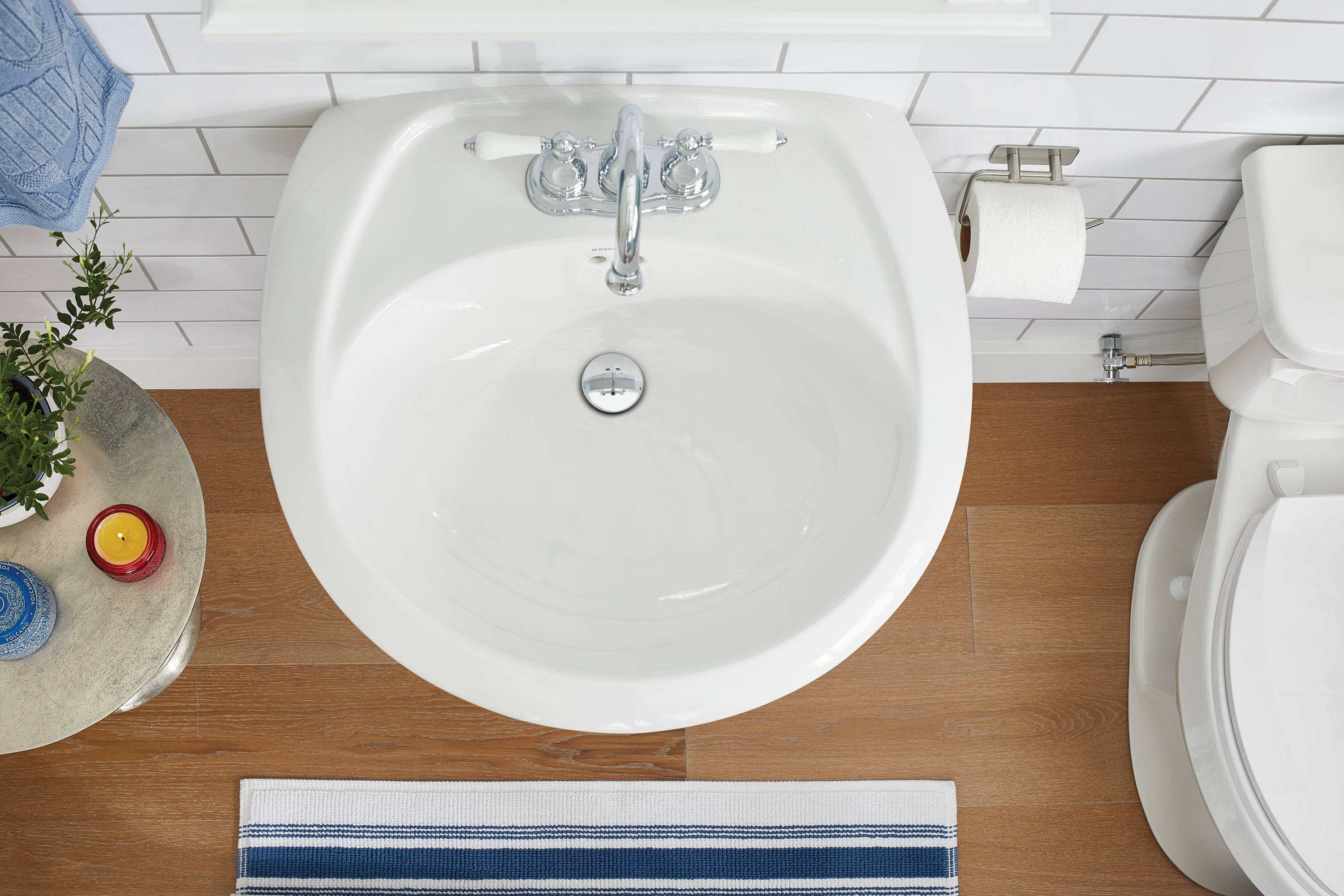 Mansfield Maverick Vitreous China Sink Combo en Blanco con Pedestal (21.5 pulgadas x 24 pulgadas x 33 pulgadas) - 349-4