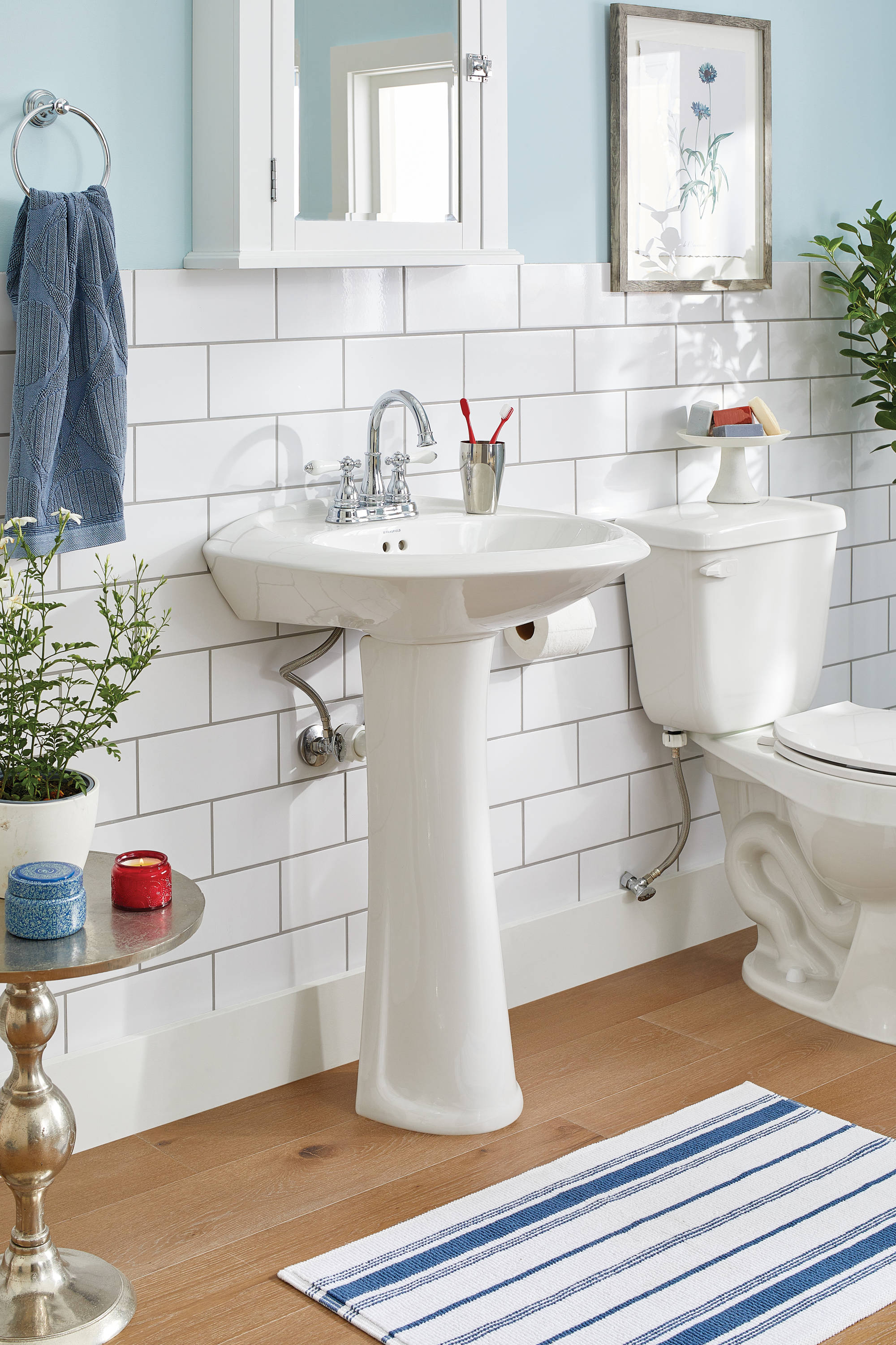 Mansfield Maverick Vitreous China Sink Combo en Blanco con Pedestal (21.5 pulgadas x 24 pulgadas x 33 pulgadas) - 349-4