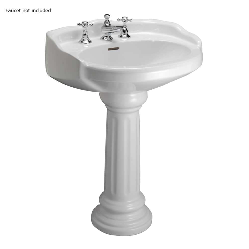 Barclay Victoria Lavabo pedestal combo de porcelana blanca moderna (21.75 pulgadas x 26 pulgadas x 36.5 pulgadas) - 3-758WH