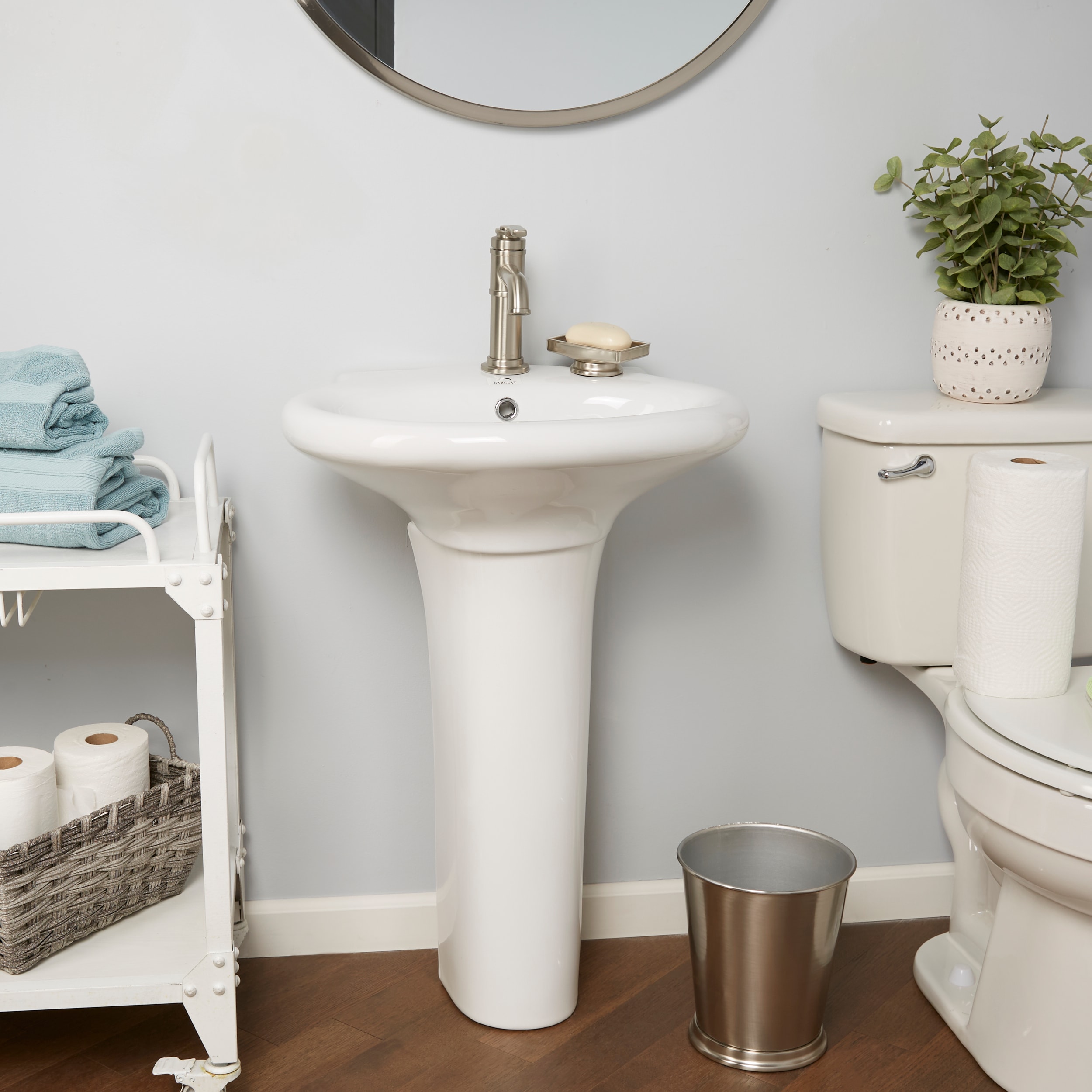Lavabo de pedestal Barclay Collins de porcelana vitrificada blanco moderno Combo de lavabo de pedestal (22.5 pulgadas x 18.87 pulgadas x 31.12 pulgadas) - 3-281WH