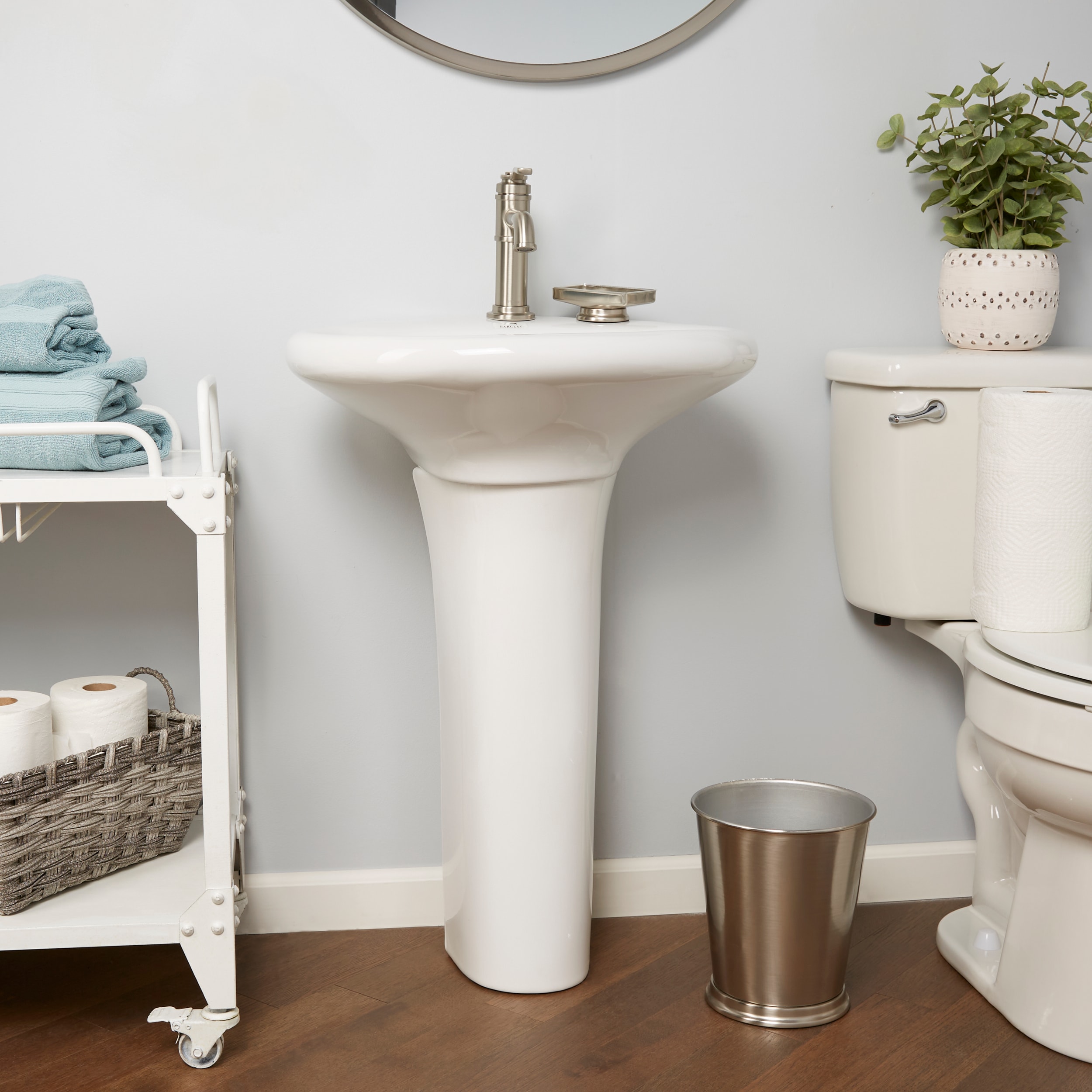 Lavabo de pedestal Barclay Collins de porcelana vitrificada blanco moderno Combo de lavabo de pedestal (22.5 pulgadas x 18.87 pulgadas x 31.12 pulgadas) - 3-281WH