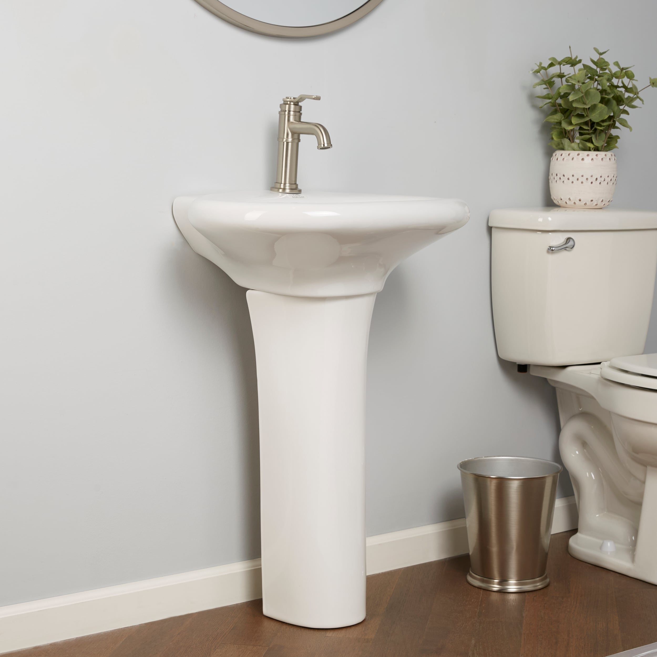Lavabo de pedestal Barclay Collins de porcelana vitrificada blanco moderno Combo de lavabo de pedestal (22.5 pulgadas x 18.87 pulgadas x 31.12 pulgadas) - 3-281WH