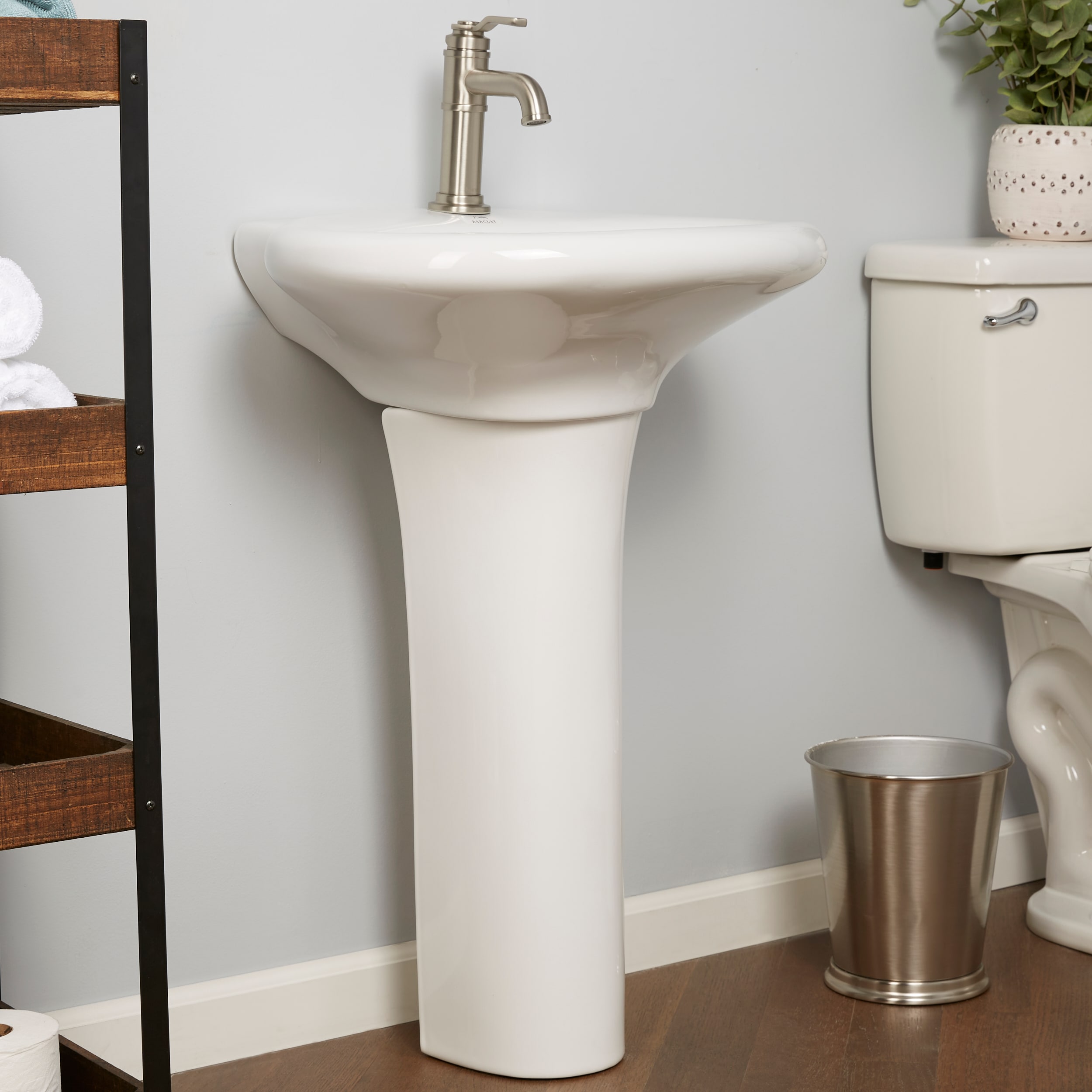 Lavabo de pedestal Barclay Collins de porcelana vitrificada blanco moderno Combo de lavabo de pedestal (22.5 pulgadas x 18.87 pulgadas x 31.12 pulgadas) - 3-281WH