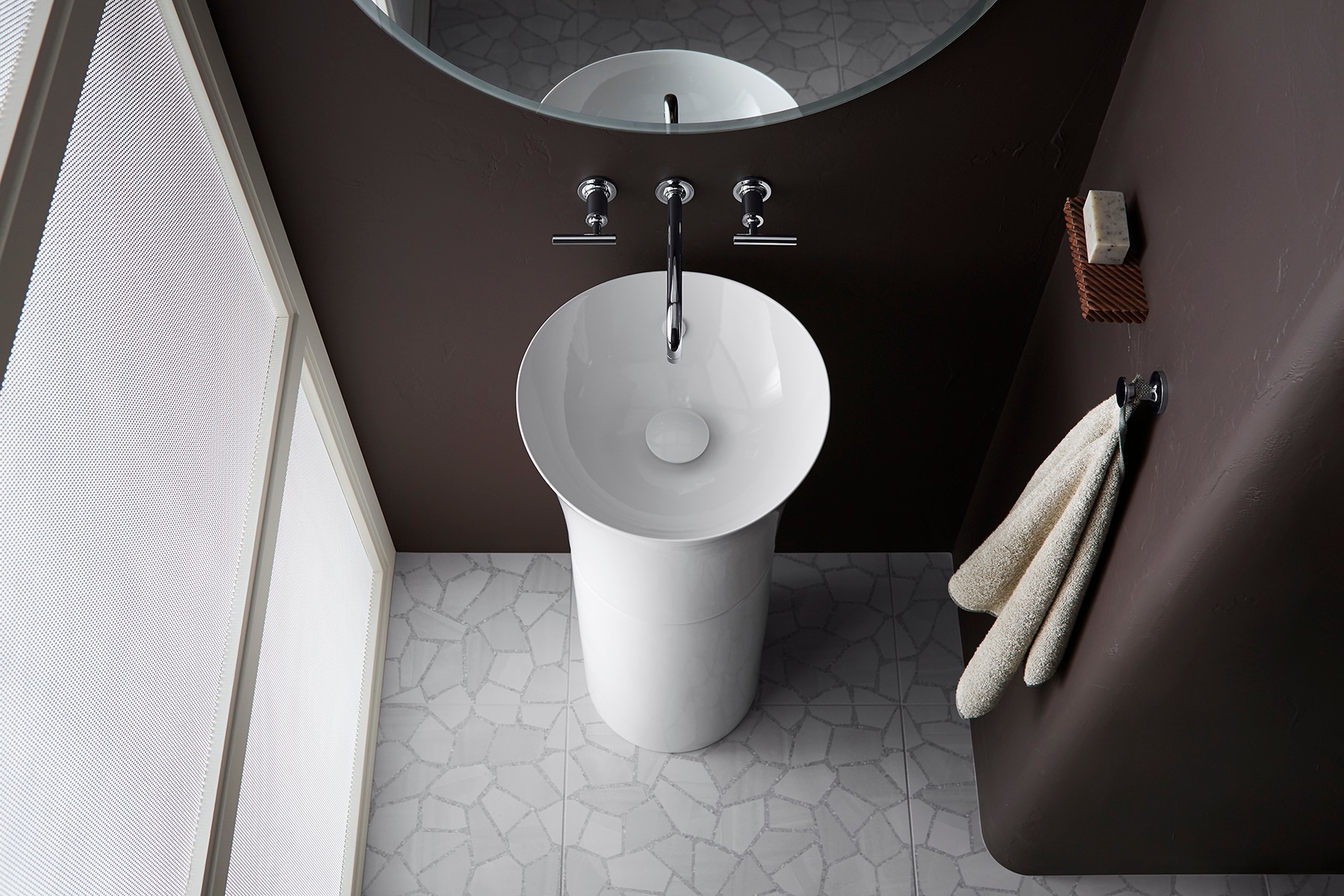 Fregadero de pedestal de porcelana blanca Veil KOHLER KOHLER con combo de desagüe (16 pulgadas x 36.0625 pulgadas) - K-20701-0
