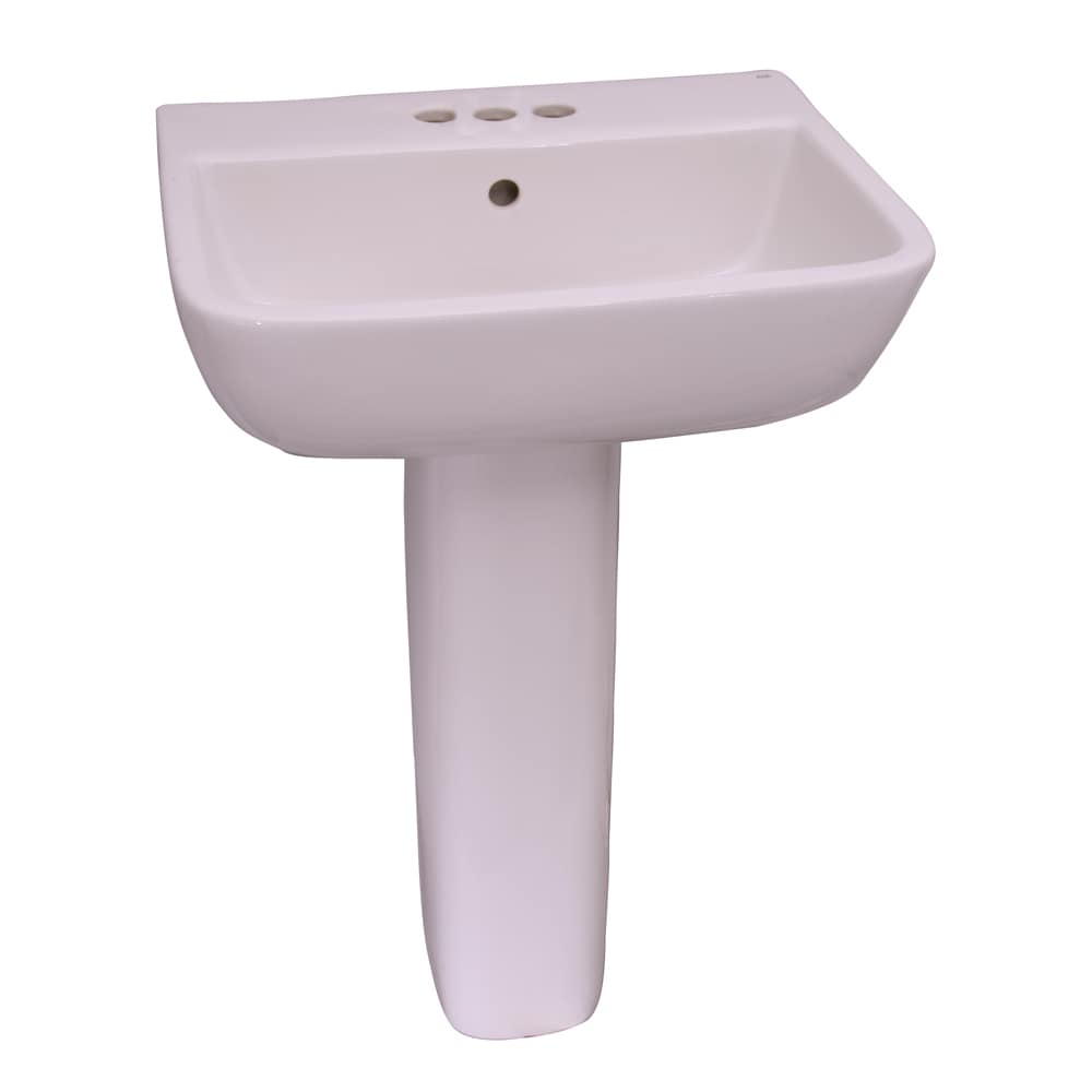 Serie 600 de Barlcay Lavabo con pedestal blanco moderno de porcelana vitrificada (16.75 pulgadas x 20.5 pulgadas x 33.25 pulgadas) - 3-214WH