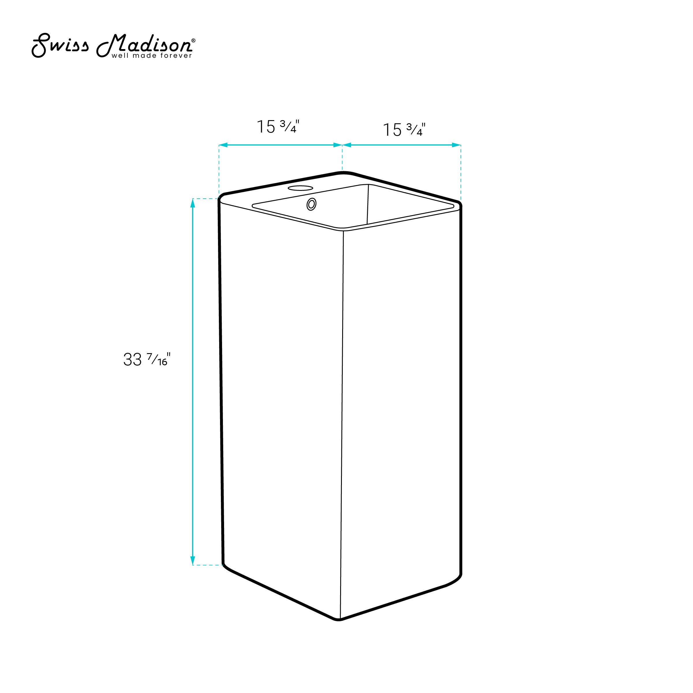 Lavabo de pedestal moderno de cerámica blanco brillante Bastille de Swiss Madison (16 pulgadas x 33.5 pulgadas) - SM-25-PSBAS04WH