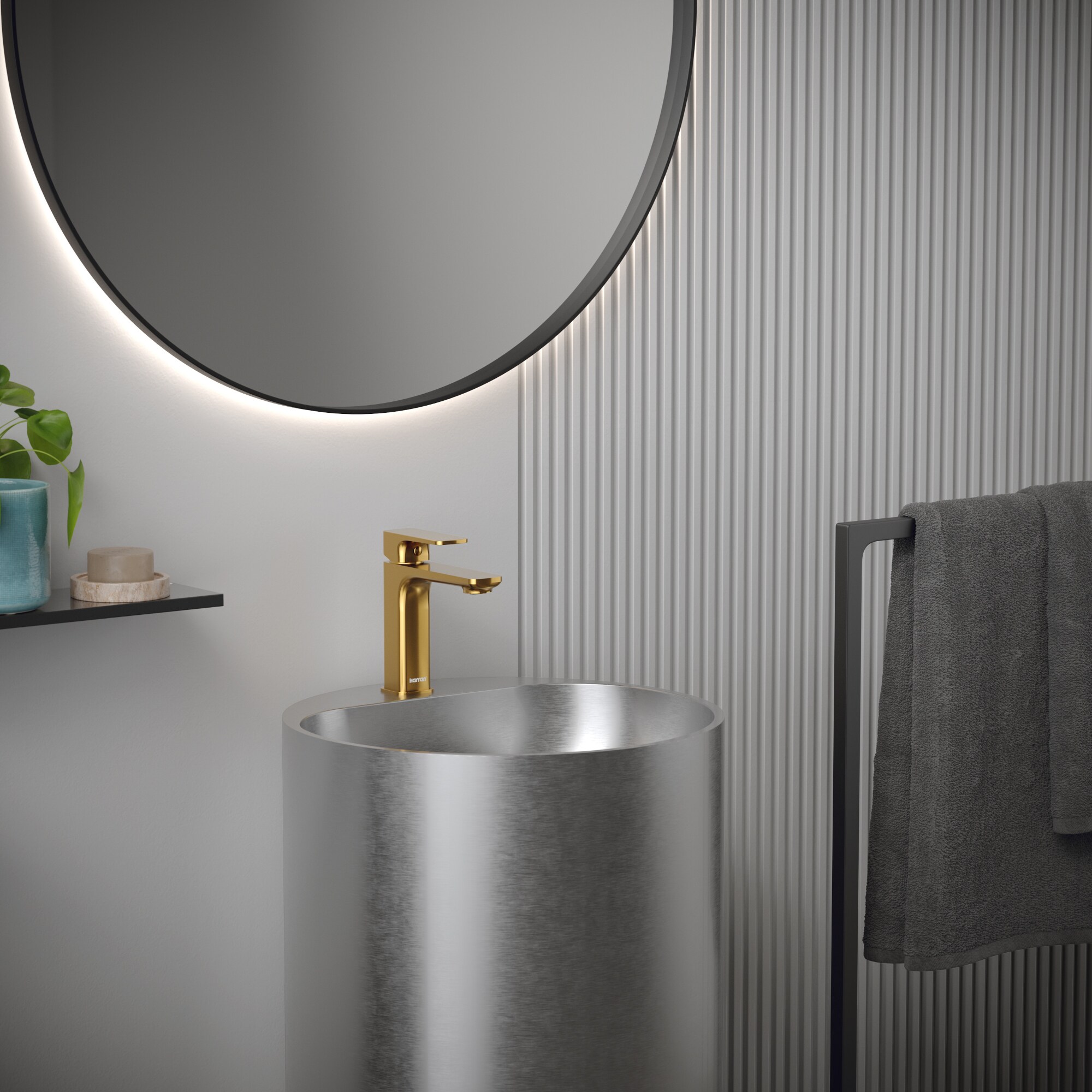 Combo de Lavabo de Pedestal de Acero Inoxidable Karran con Desagüe (16.5 pulgadas x 32.75 pulgadas) - CCP400SS