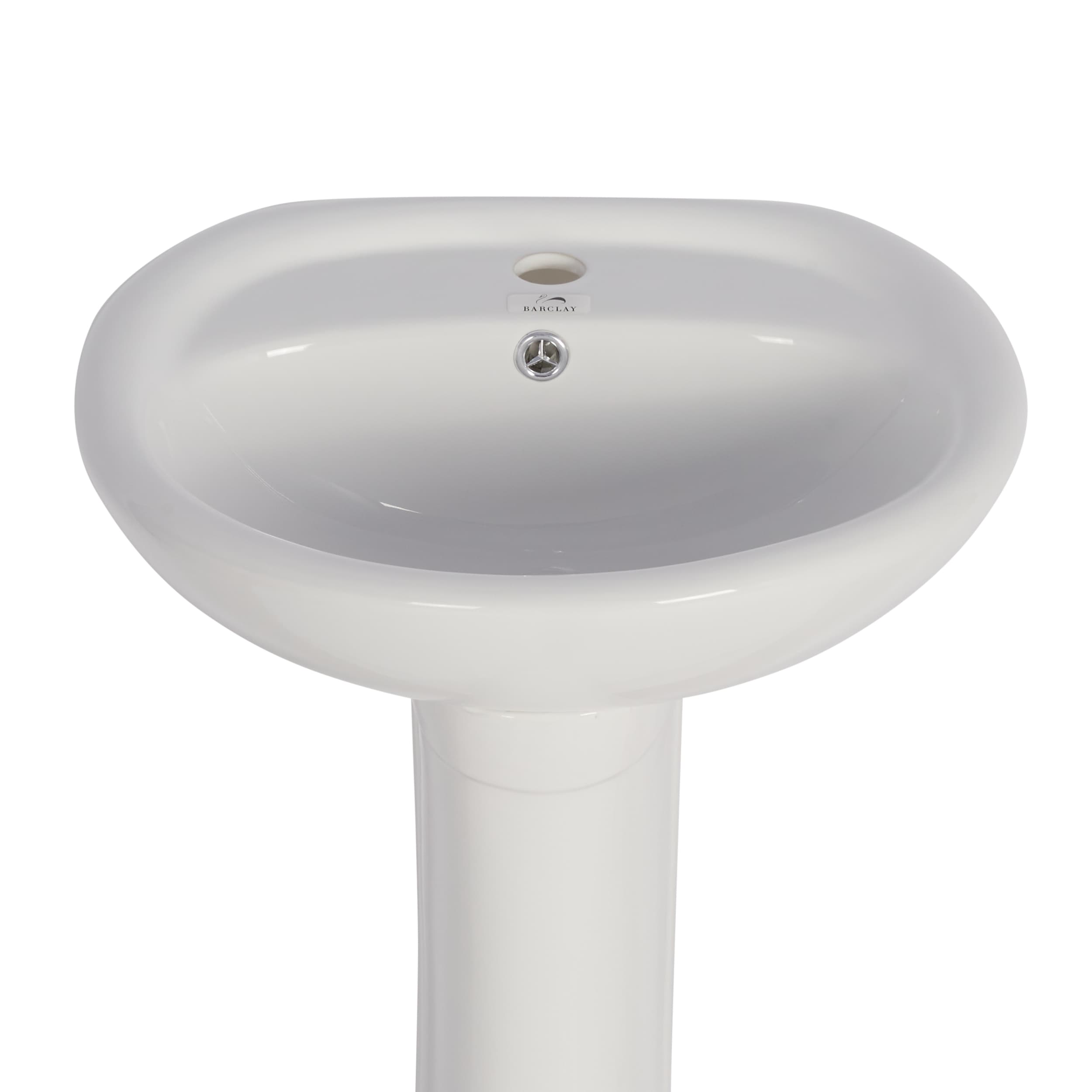 Lavabo de pedestal Barclay Ashley en porcelana vitrificada blanco moderno, combo de lavabo de pedestal (15.25 pulgadas x 19.75 pulgadas x 32.125 pulgadas) - 3-9161WH