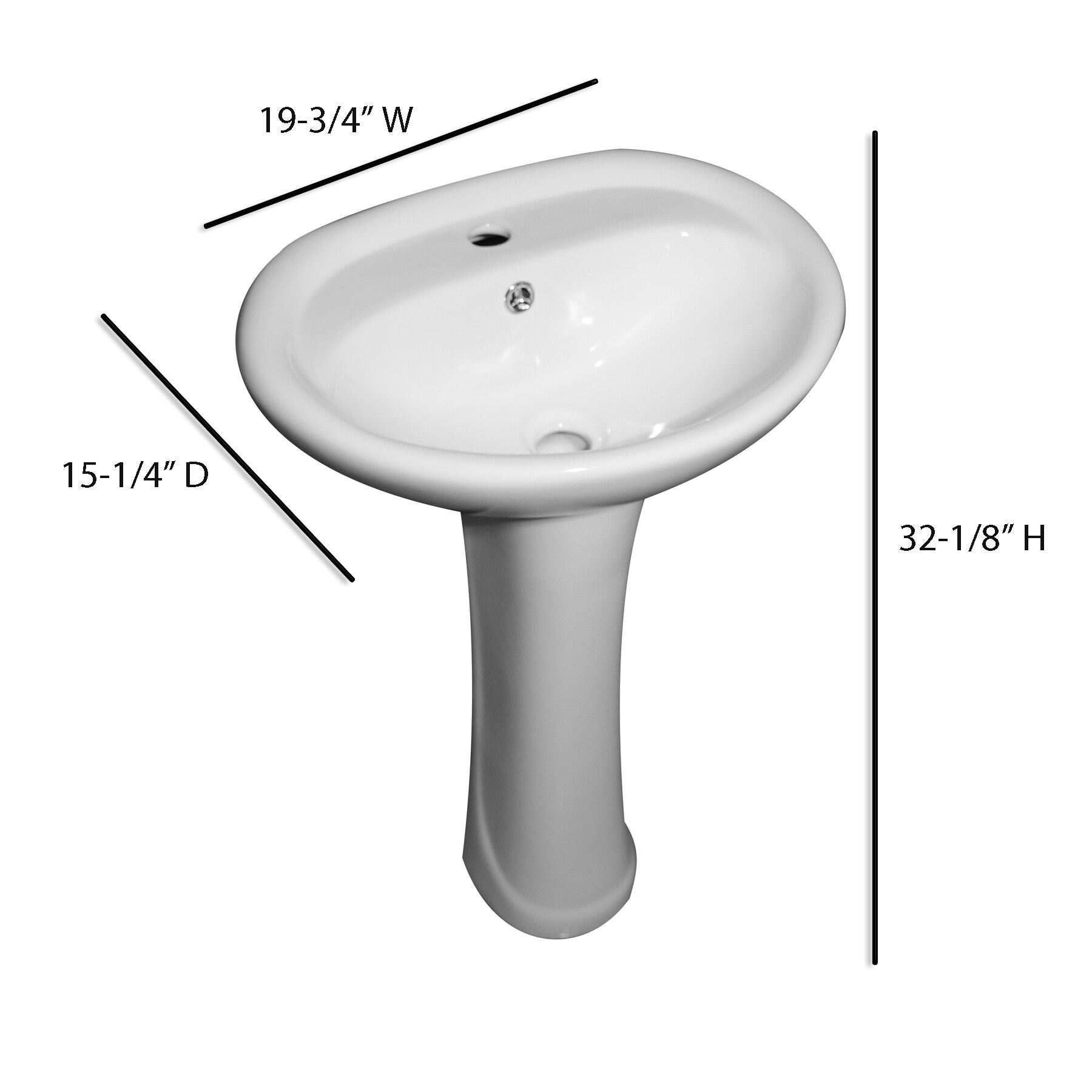 Lavabo de pedestal Barclay Ashley en porcelana vitrificada blanco moderno, combo de lavabo de pedestal (15.25 pulgadas x 19.75 pulgadas x 32.125 pulgadas) - 3-9161WH