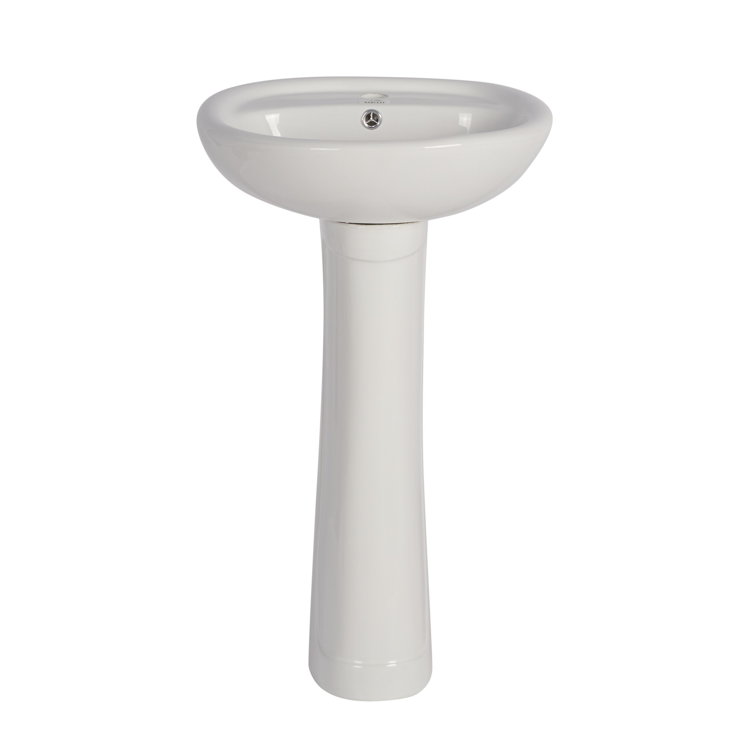 Lavabo de pedestal Barclay Ashley en porcelana vitrificada blanco moderno, combo de lavabo de pedestal (15.25 pulgadas x 19.75 pulgadas x 32.125 pulgadas) - 3-9161WH