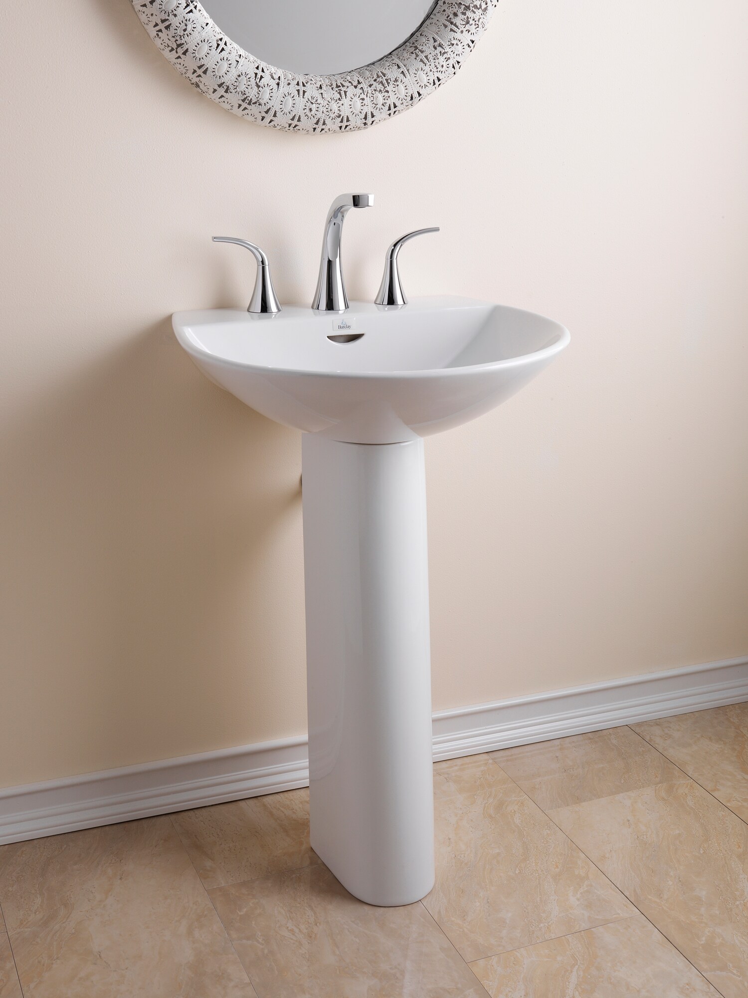Barclay Reserva Vitreous China lavabo de pedestal blanco moderno Combo (19.87 pulgadas x 21.75 pulgadas x 33.5 pulgadas) - 3-348WH