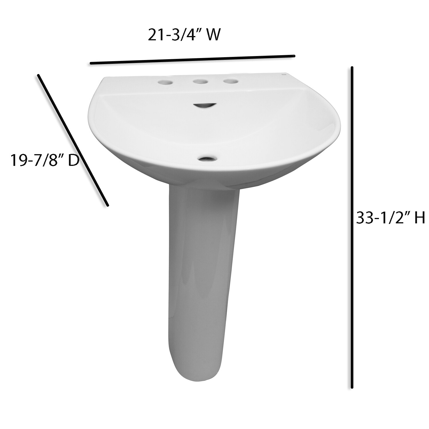 Barclay Reserva Vitreous China lavabo de pedestal blanco moderno Combo (19.87 pulgadas x 21.75 pulgadas x 33.5 pulgadas) - 3-348WH