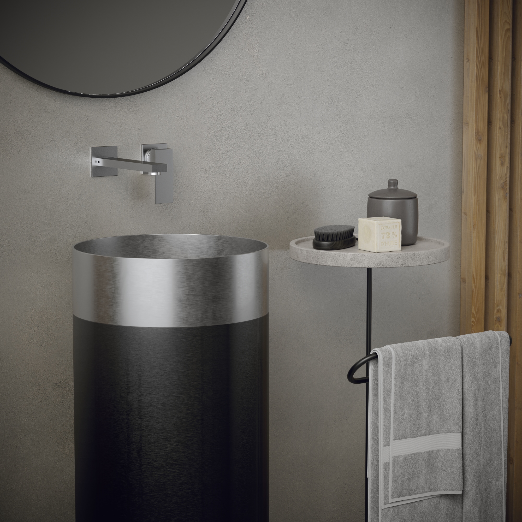 Karran Conjunto de lavabo de pedestal de acero inoxidable satinado con desagüe (15 pulgadas x 32.75 pulgadas) - CCP300SS