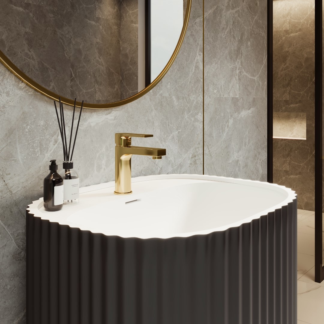 Eviva Eviva Eviva Haven 20 in. W y 16 in. D Fregadero de pedestal redondo de superficie sólida en color gris oscuro - EVVN202-20DG