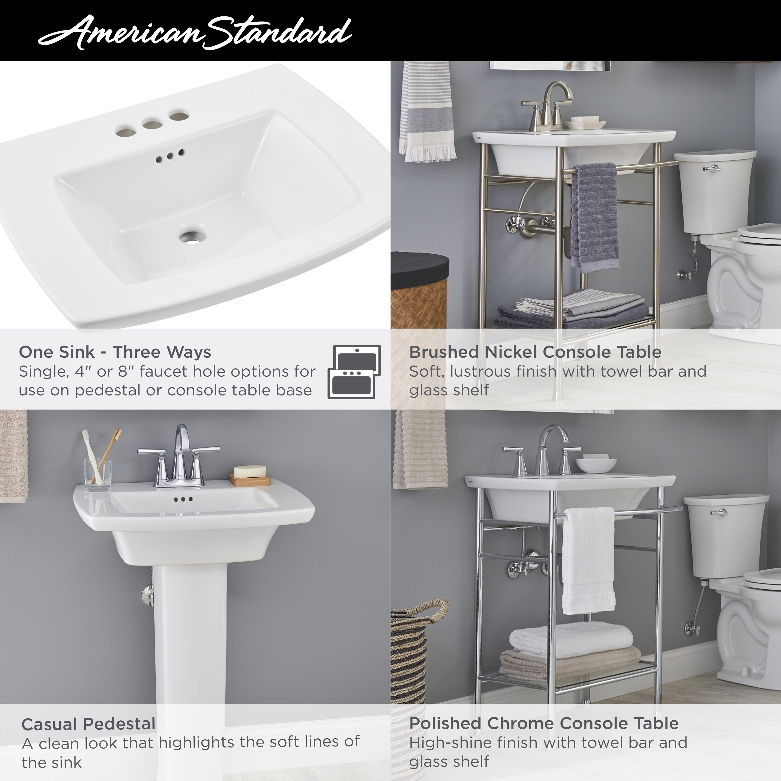 American Standard Edgemere Lavabo de Pedestal Blanco Moderno de China Vítrea (17.5 pulgadas x 25 pulgadas x 35.6875 pulgadas) - 0445004.020