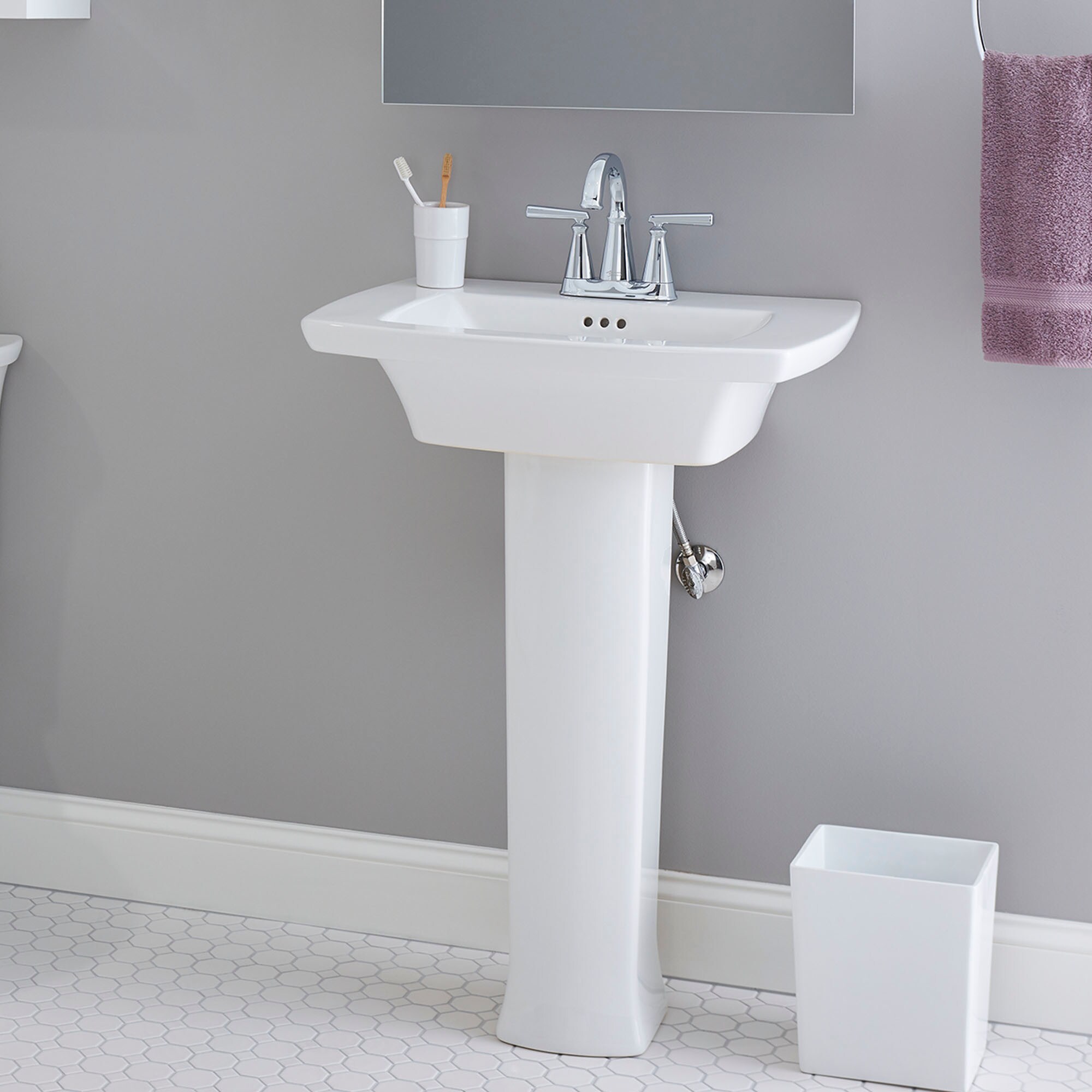 American Standard Edgemere Lavabo de Pedestal Blanco Moderno de China Vítrea (17.5 pulgadas x 25 pulgadas x 35.6875 pulgadas) - 0445004.020