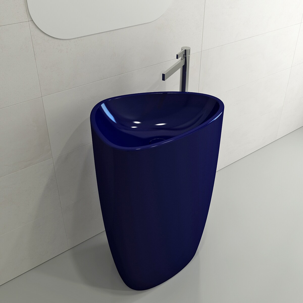 Fregadero pedestal moderno de arcilla de fuego color zafiro azul con combo (22.75 pulgadas x 17.25 pulgadas x 33.75 pulgadas) - 1075-010-0125