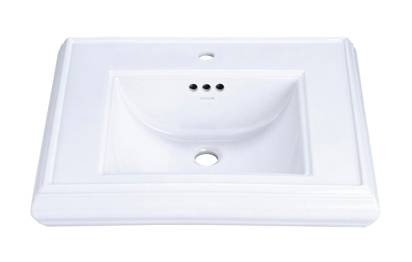 KOHLER Memoirs Fireclay Blanco Lavabo de pedestal (24.19 pulg. x 19.88 pulg.) - 2239-1-0
