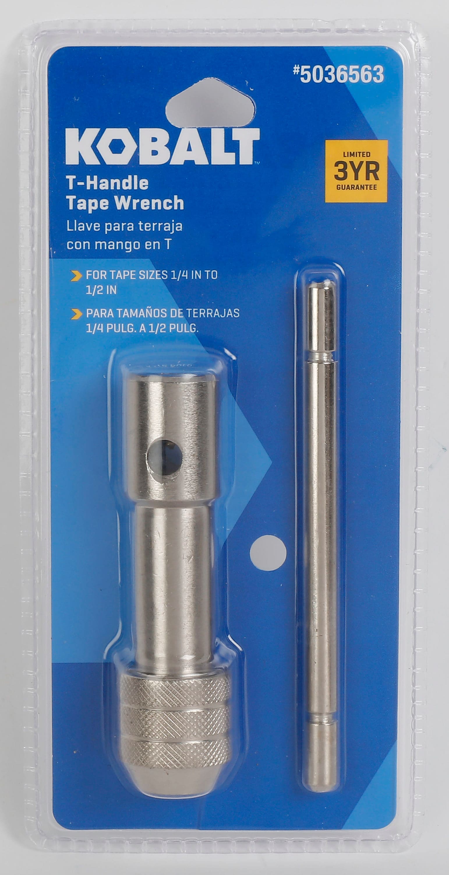 Llave de machuelo ajustable de acero al carbono en forma de "T" de 1/4" a 1/2" - 59947