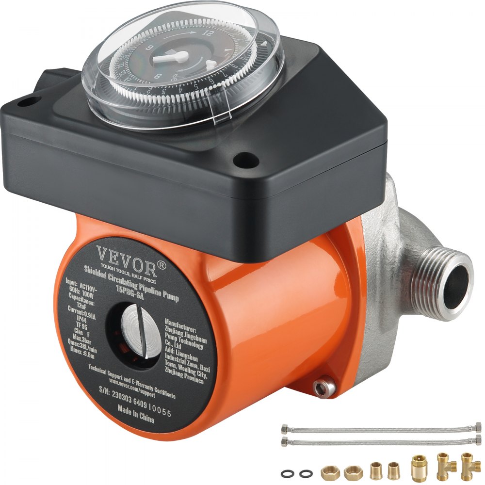 VEVOR Hot Water Recirculating Pump, 100W Water Circulator Pump, Auto Start/Close Ultra-silent Stainless Steel Head Circulation, for Electric Water Heater System/Facuet/Showerhead Circulation - RSXHB110V100WLAF8V1