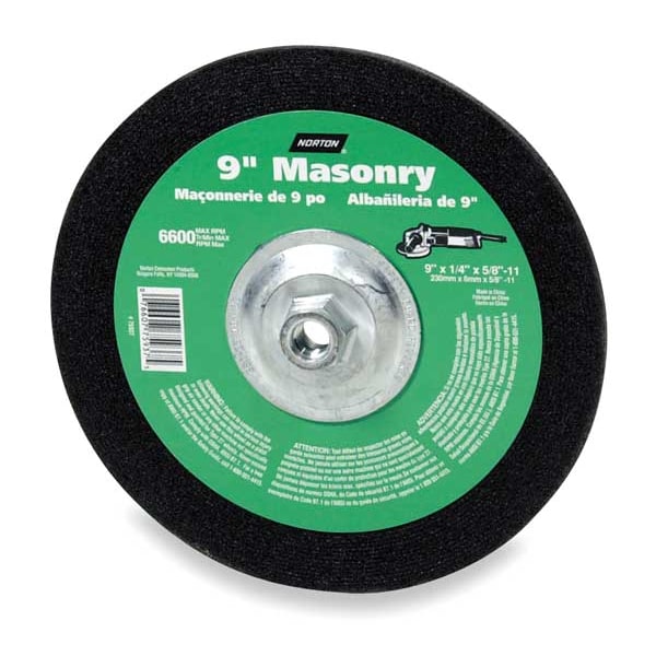 Norton Abrasives Ruedas de Centro Deprimido, Tipo 27, 9 pulgadas de diámetro, 0.25 pulgadas de grosor, tamaño de agujero de mandril de 5/8"-11, Carburo de Silicio - 07660775937