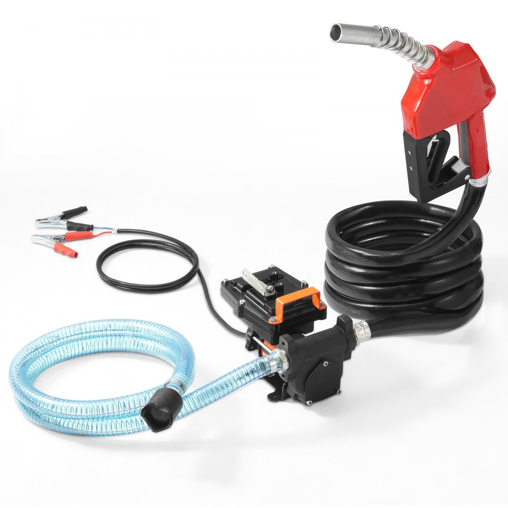 VEVOR Fuel Transfer Pump 12V 15 GPM 1/4 HP Diesel Pump with Auto Fuel Nozzle - FBBMG15GPM14E8RUQV9