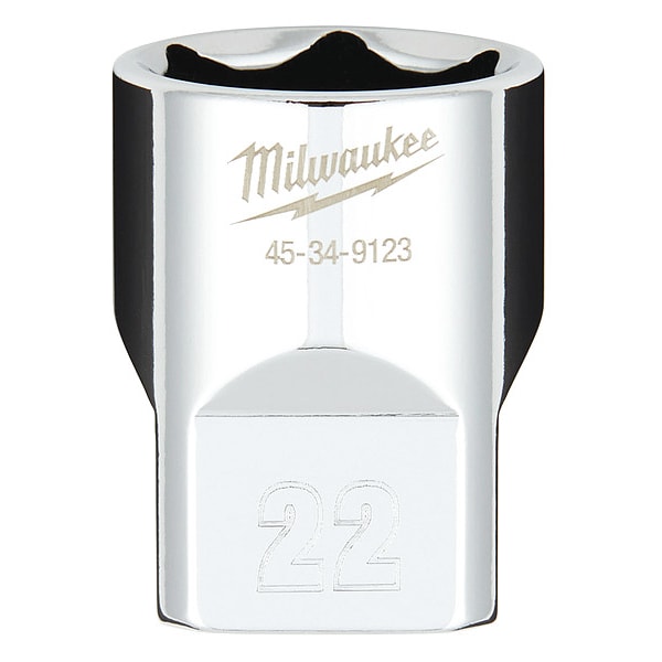 Llave Métrica de 22mm de 6 Puntas con Cuatro Lados Planos de 1/2 pulgadas de Milwaukee Tool - 45-34-9123
