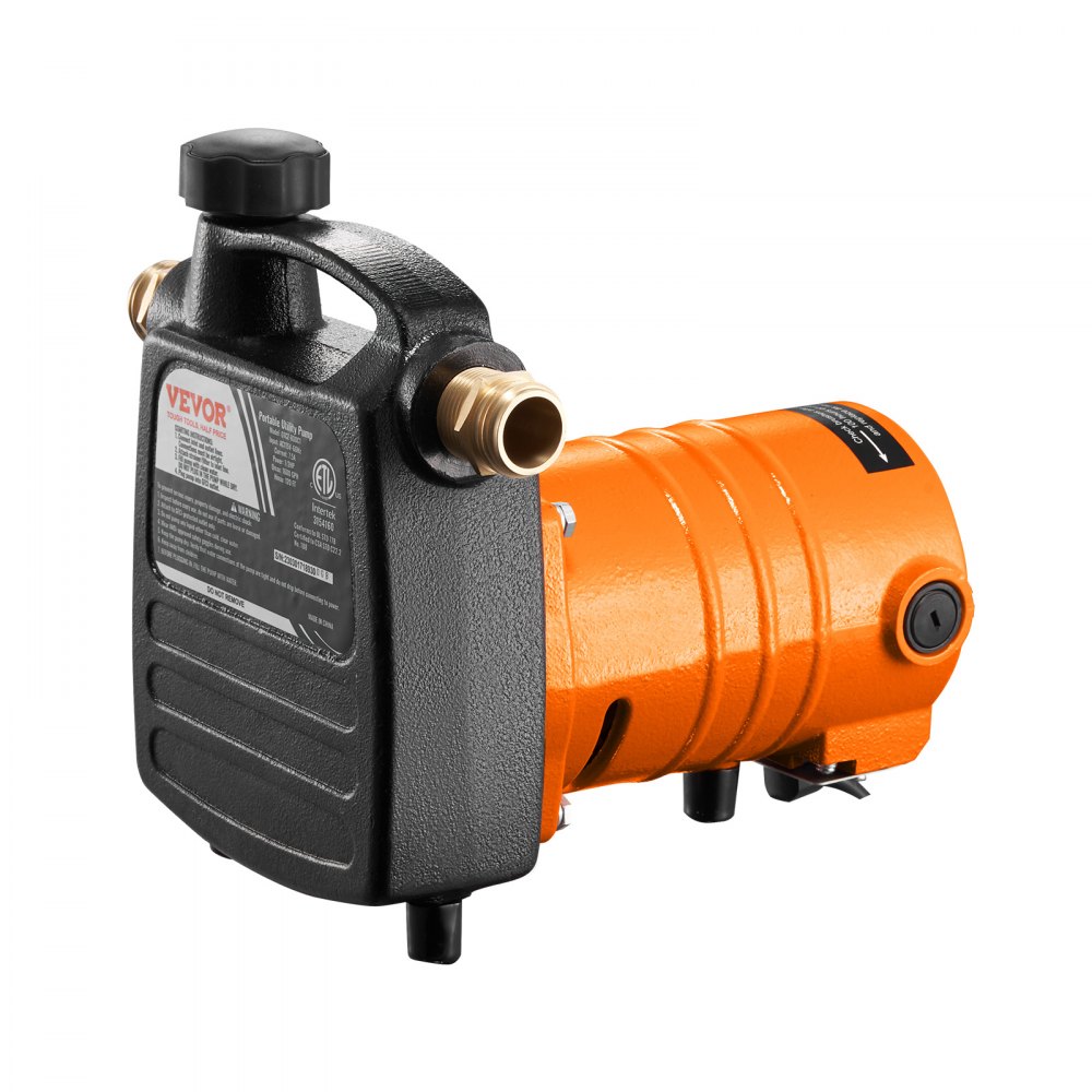 VEVOR Cast Iron Water Transfer Pump, 115V AC 1600 GPH 1/2HP, Portable Electric Utility Pump with Carbon Brush, Filter, Brass Connectors, for Garden, Rain Barrel, Pool, Pond, Hot Tub, Aquarium Draining - ZTB12HP1600GP77OKV1