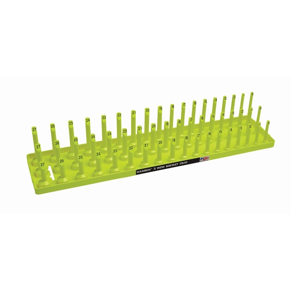 Charola de sockets de 1/2" Métricos de 3 hileras de Hansen Global - Amarillo Hi-Viz - 12083