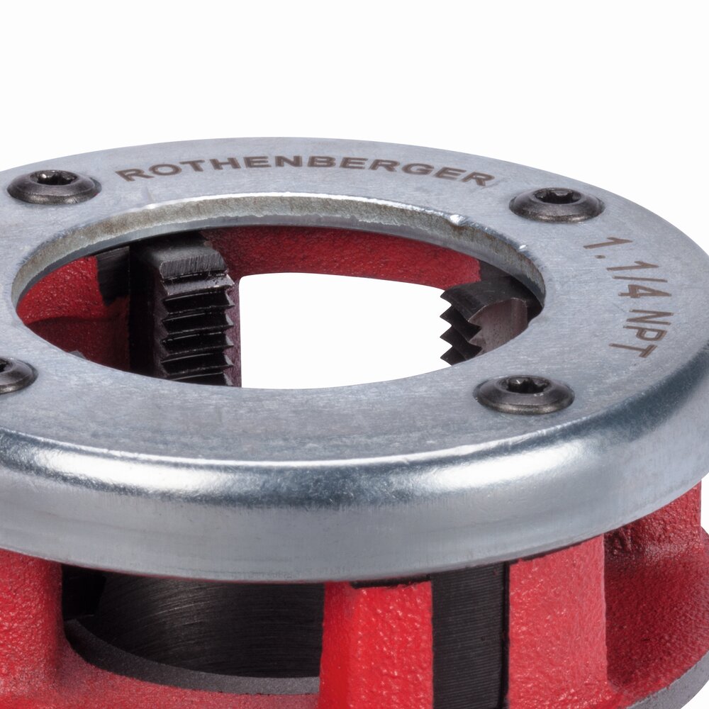 ROTHENBERGER 1-1/4 pulgadas Roscadora de acero fundido NPT para modelos Supertronic 1250 y 2000 - Métrico y SAE, Rosca a mano derecha, sólido, circular, acero de alta velocidad - 70915