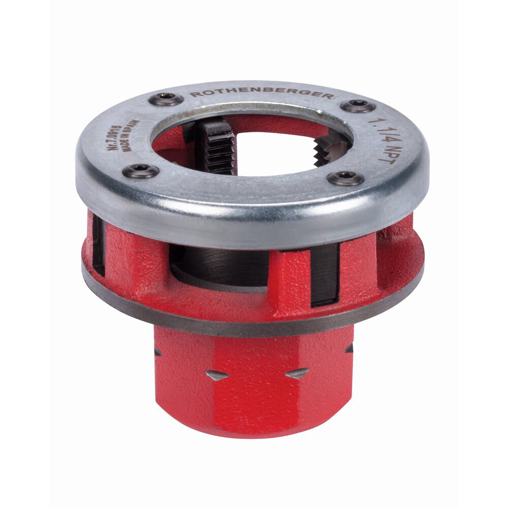 ROTHENBERGER 1-1/4 pulgadas Roscadora de acero fundido NPT para modelos Supertronic 1250 y 2000 - Métrico y SAE, Rosca a mano derecha, sólido, circular, acero de alta velocidad - 70915