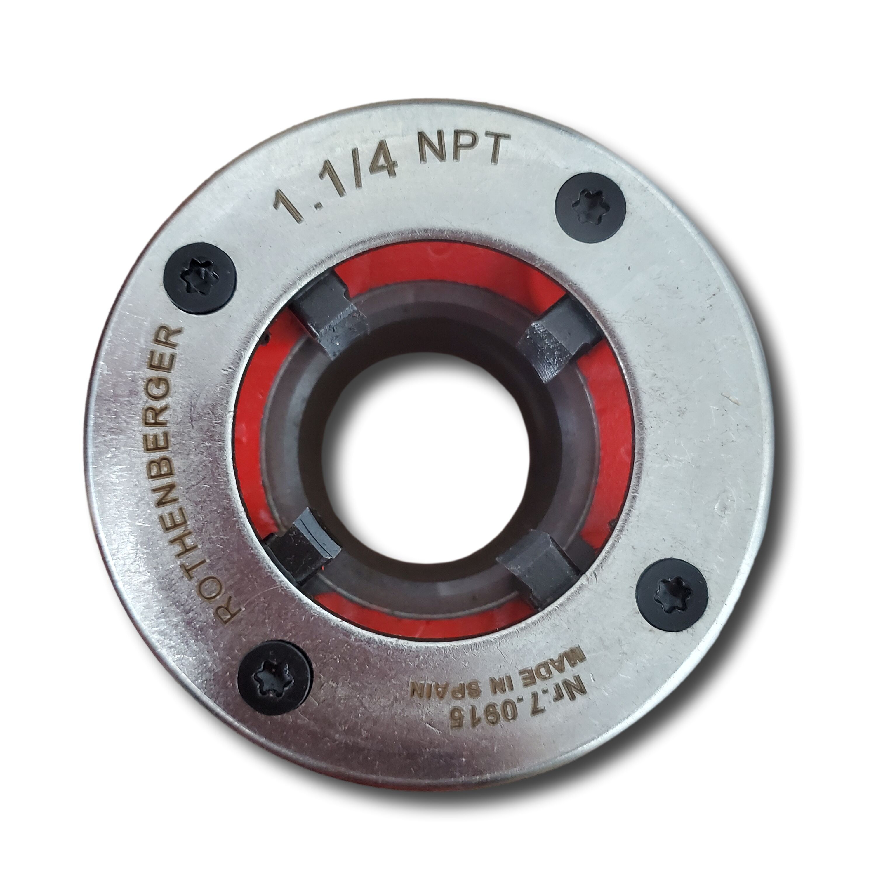 ROTHENBERGER 1-1/4 pulgadas Roscadora de acero fundido NPT para modelos Supertronic 1250 y 2000 - Métrico y SAE, Rosca a mano derecha, sólido, circular, acero de alta velocidad - 70915