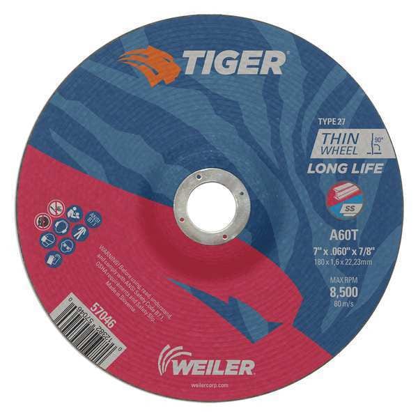 Rueda de corte Weiler, Tipo 27, 0.06 pulgadas de grosor, óxido de aluminio - 57046