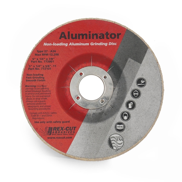 Disco de desbaste Rex Cut Aluminator 5 X 7/8 T27 Aluminator Grind A36 - 770002