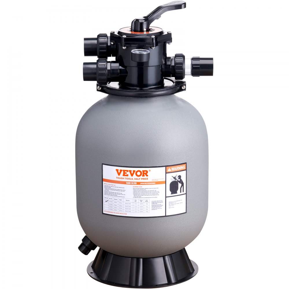 VEVOR Sand Filter, 16-inch, Up to 35 GPM Flow Rate, Above Inground Swimming Pool Sand Filter System with 7-Way Multi-Port Valve, Filter, Backwash, Rinse, Recirculate, Waste, Winter, Closed Functions - SLQYC1635GPM7QADPV0