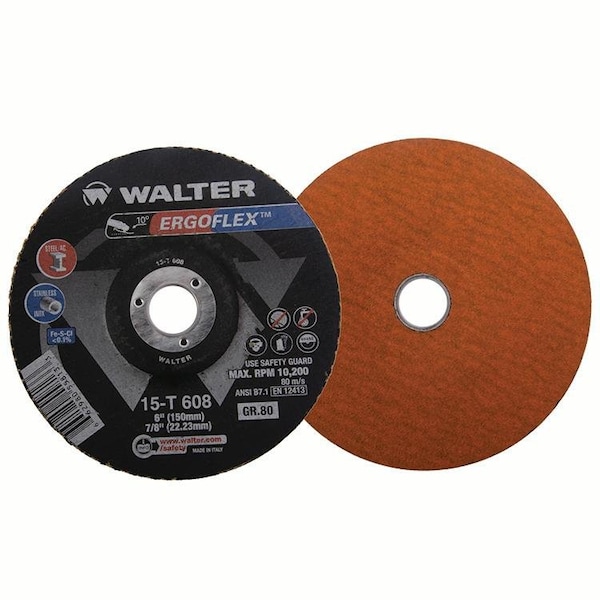 
Walter Surface Technologies Disco de Mezclado Ergoflex de 6 pulgadas x 7/8 pulgadas, grano 80 - 15T608